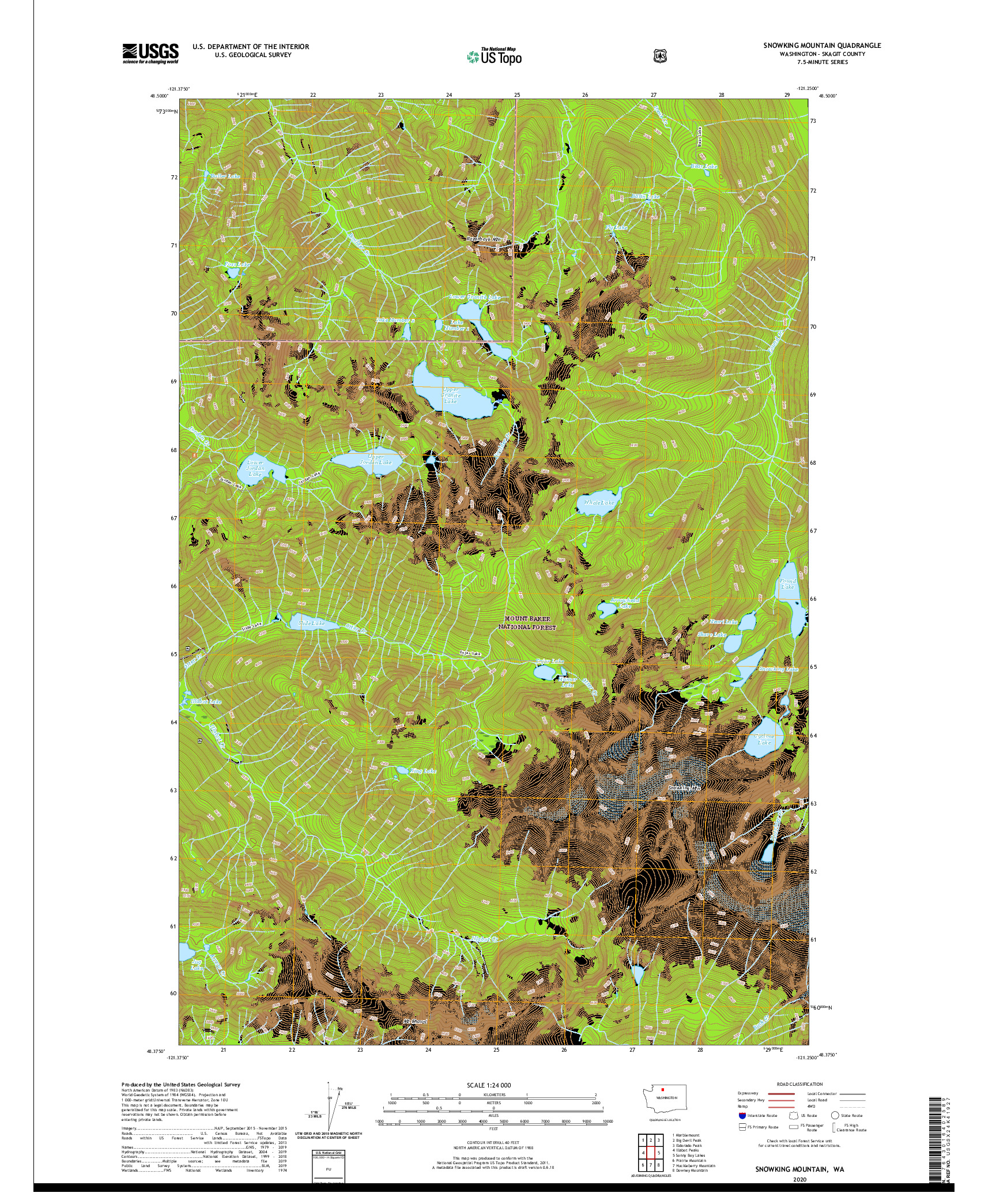 USGS US TOPO 7.5-MINUTE MAP FOR SNOWKING MOUNTAIN, WA 2020