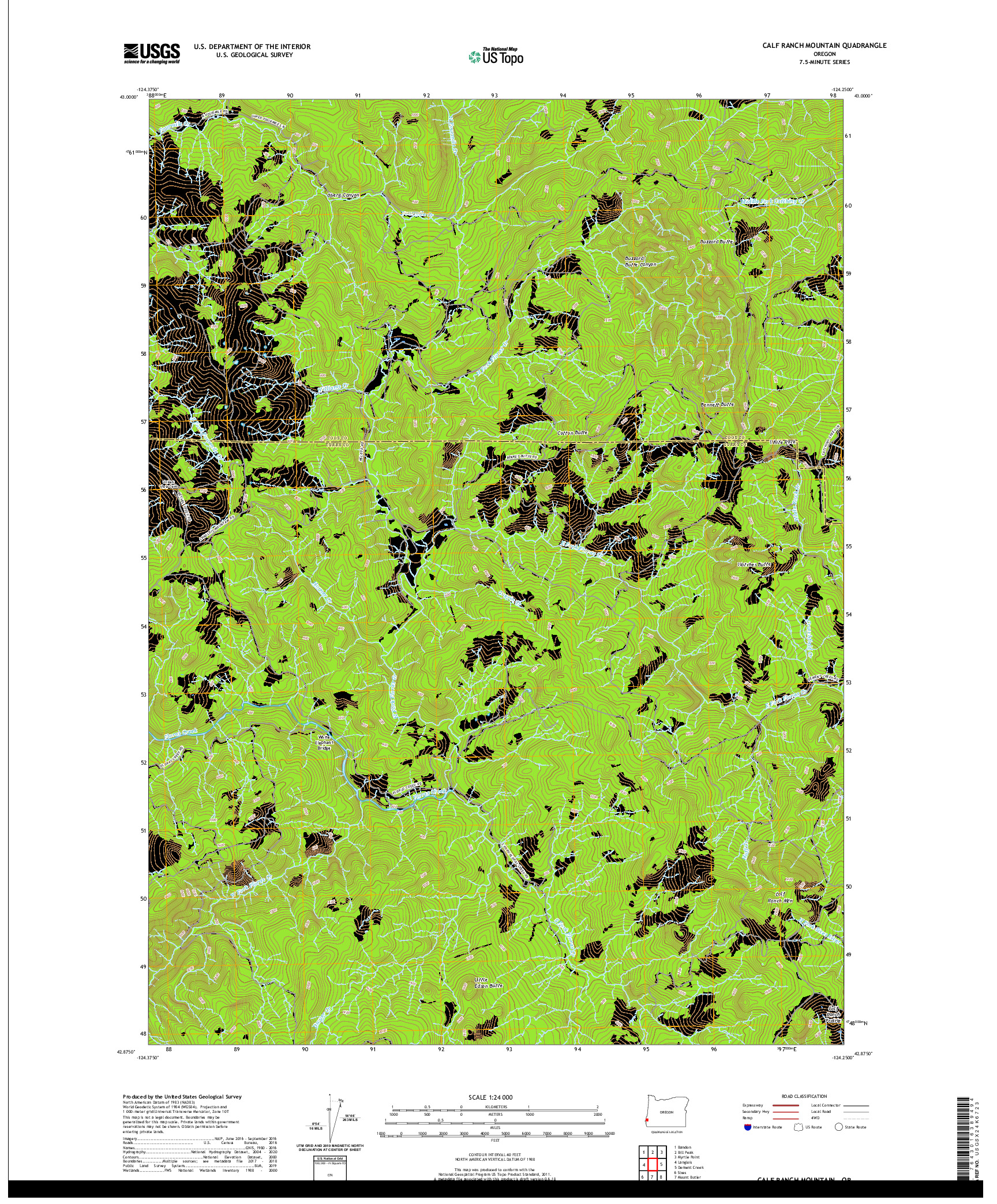 USGS US TOPO 7.5-MINUTE MAP FOR CALF RANCH MOUNTAIN, OR 2020