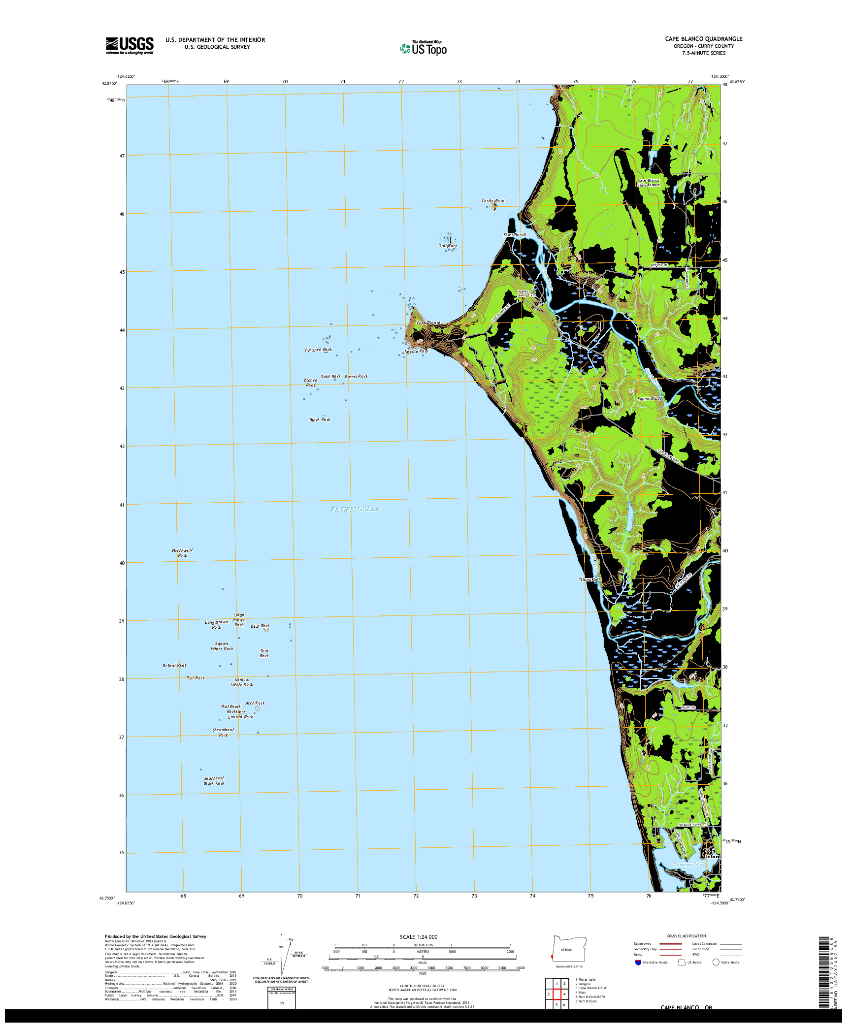 USGS US TOPO 7.5-MINUTE MAP FOR CAPE BLANCO, OR 2020