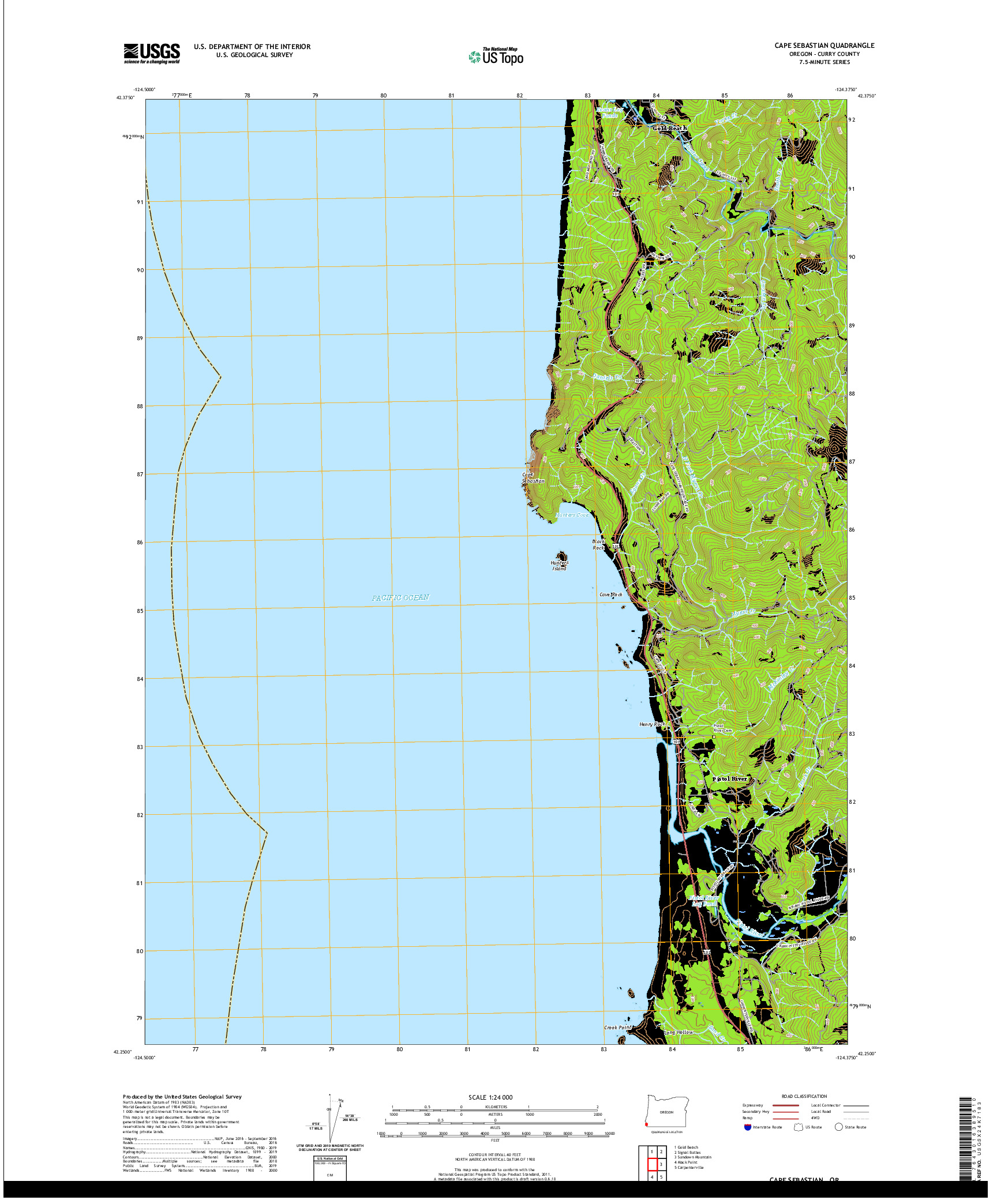 USGS US TOPO 7.5-MINUTE MAP FOR CAPE SEBASTIAN, OR 2020