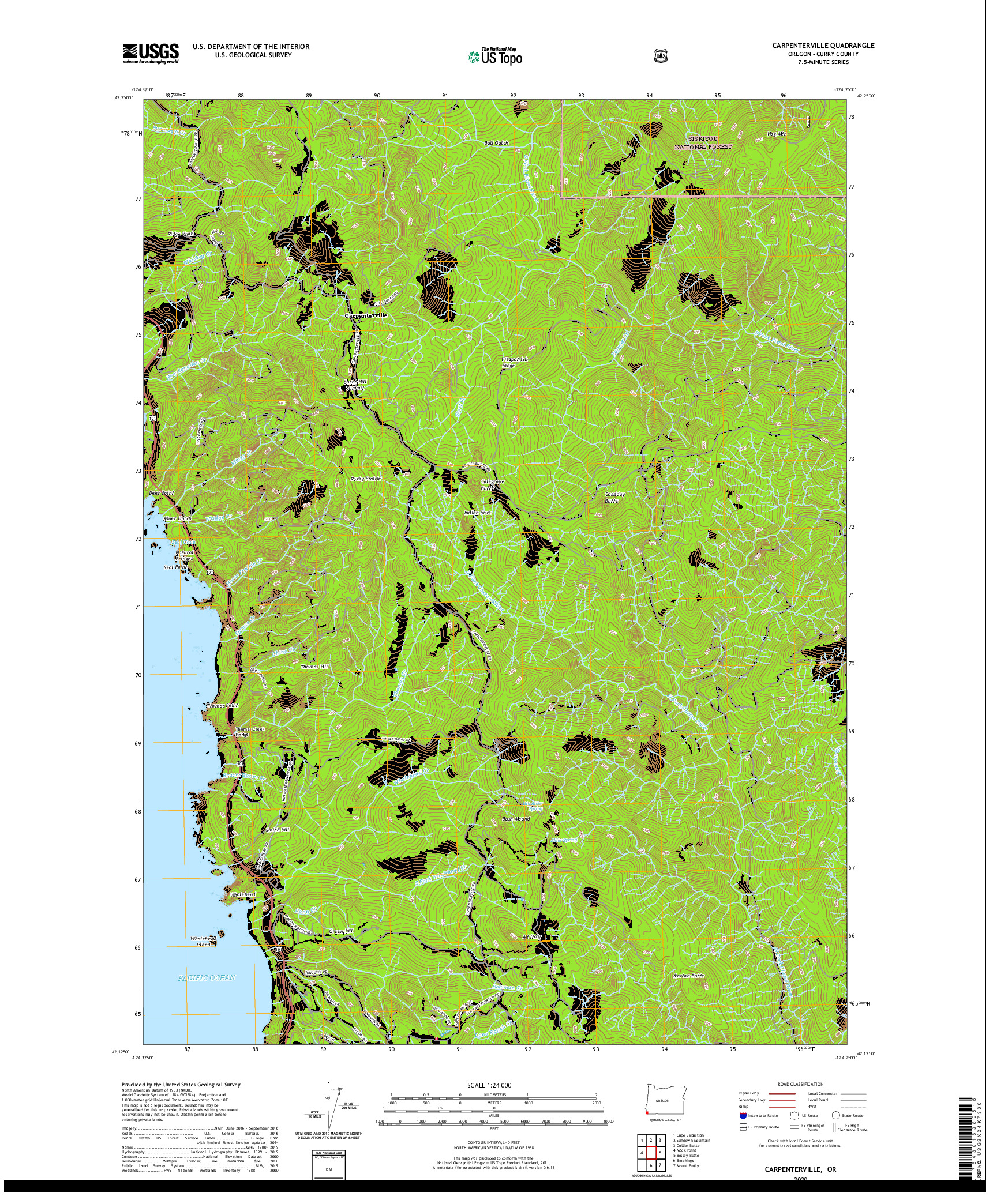 USGS US TOPO 7.5-MINUTE MAP FOR CARPENTERVILLE, OR 2020