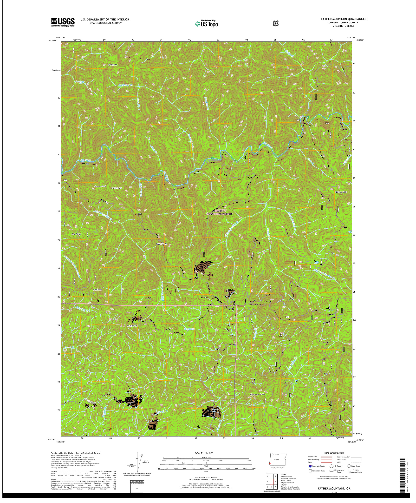 USGS US TOPO 7.5-MINUTE MAP FOR FATHER MOUNTAIN, OR 2020