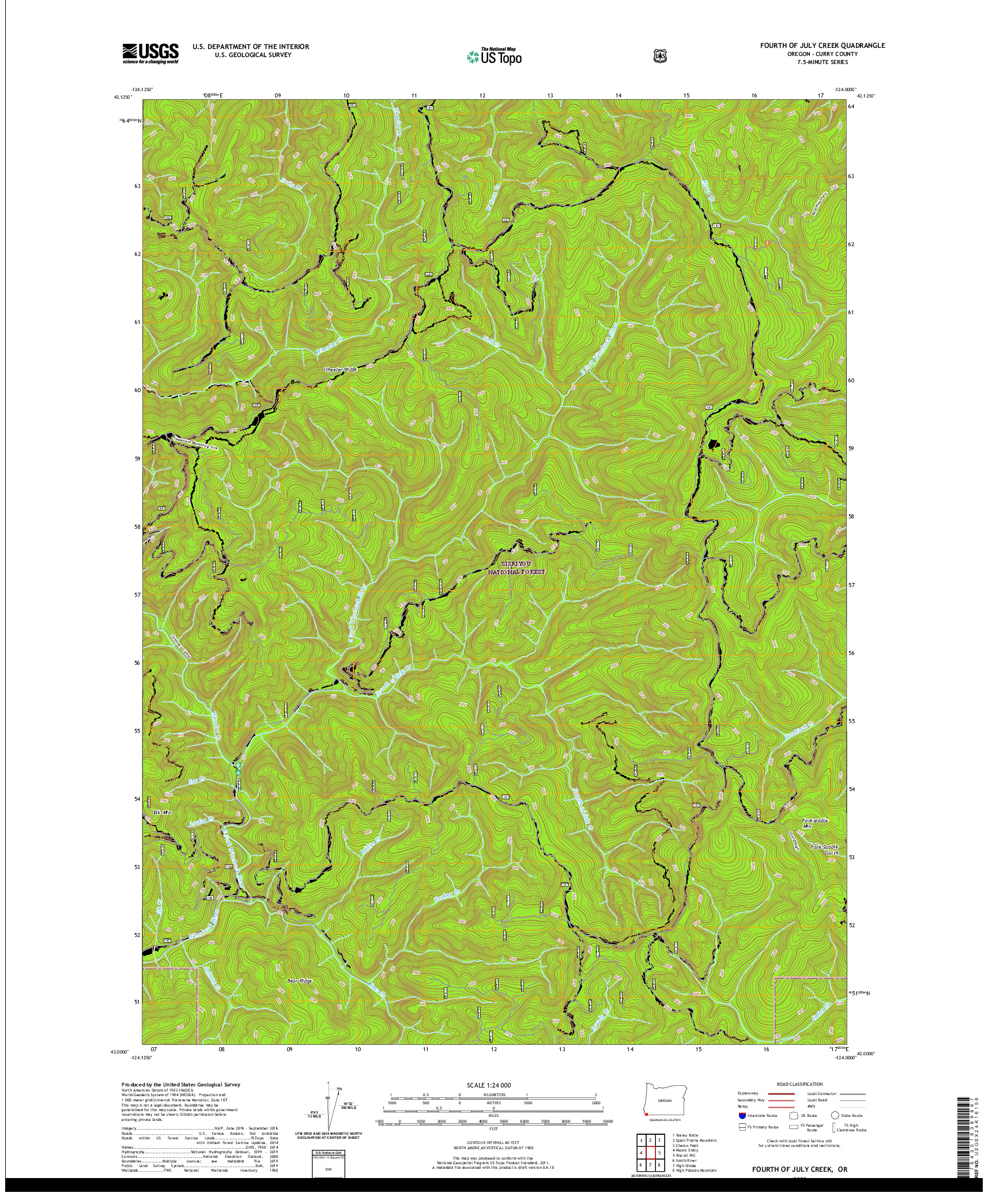 USGS US TOPO 7.5-MINUTE MAP FOR FOURTH OF JULY CREEK, OR 2020