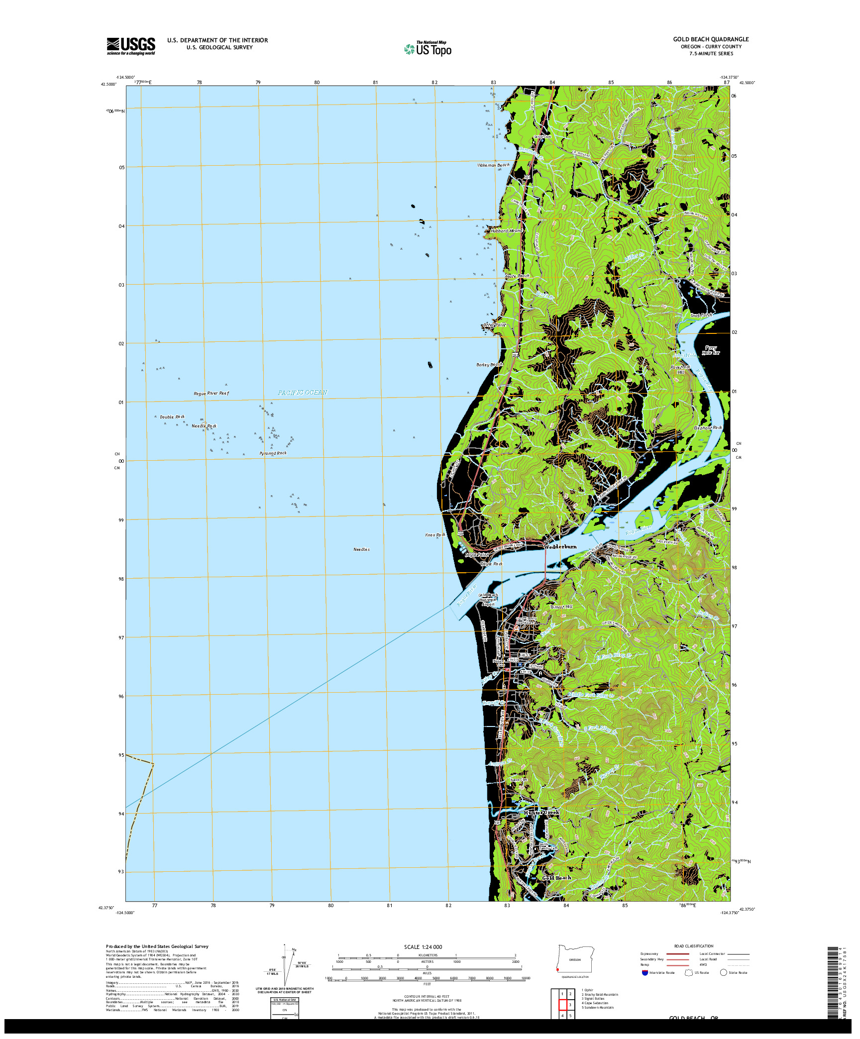 USGS US TOPO 7.5-MINUTE MAP FOR GOLD BEACH, OR 2020