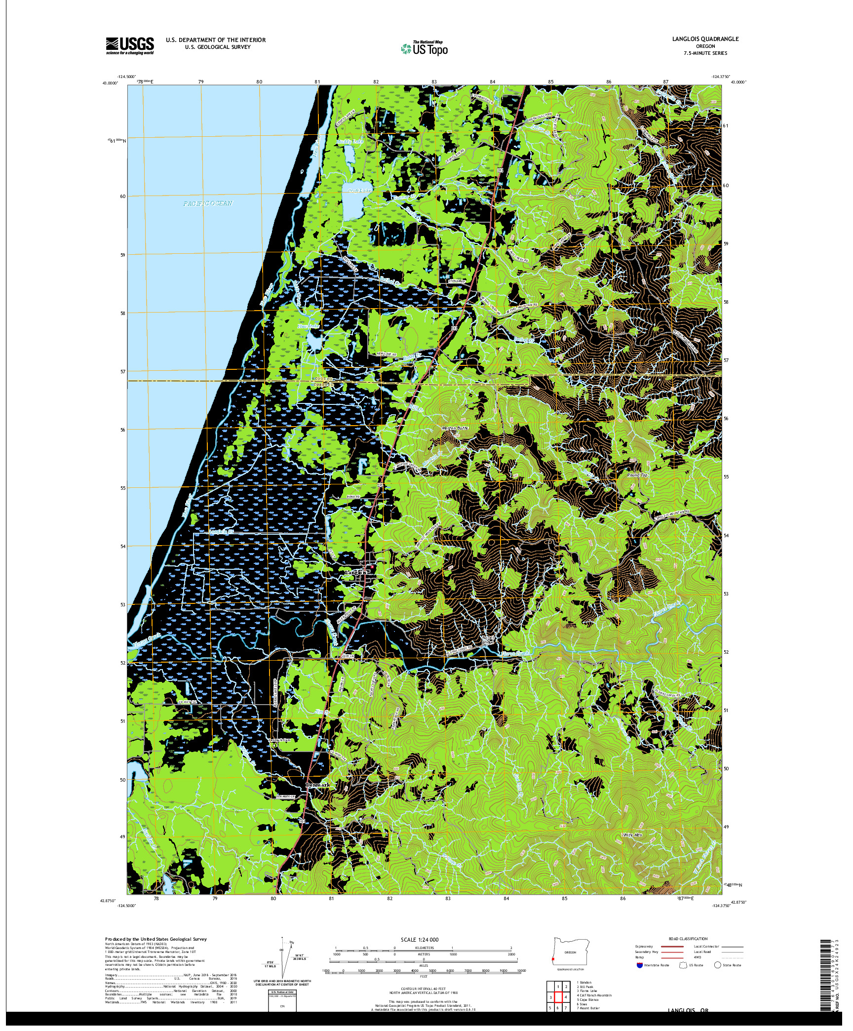 USGS US TOPO 7.5-MINUTE MAP FOR LANGLOIS, OR 2020