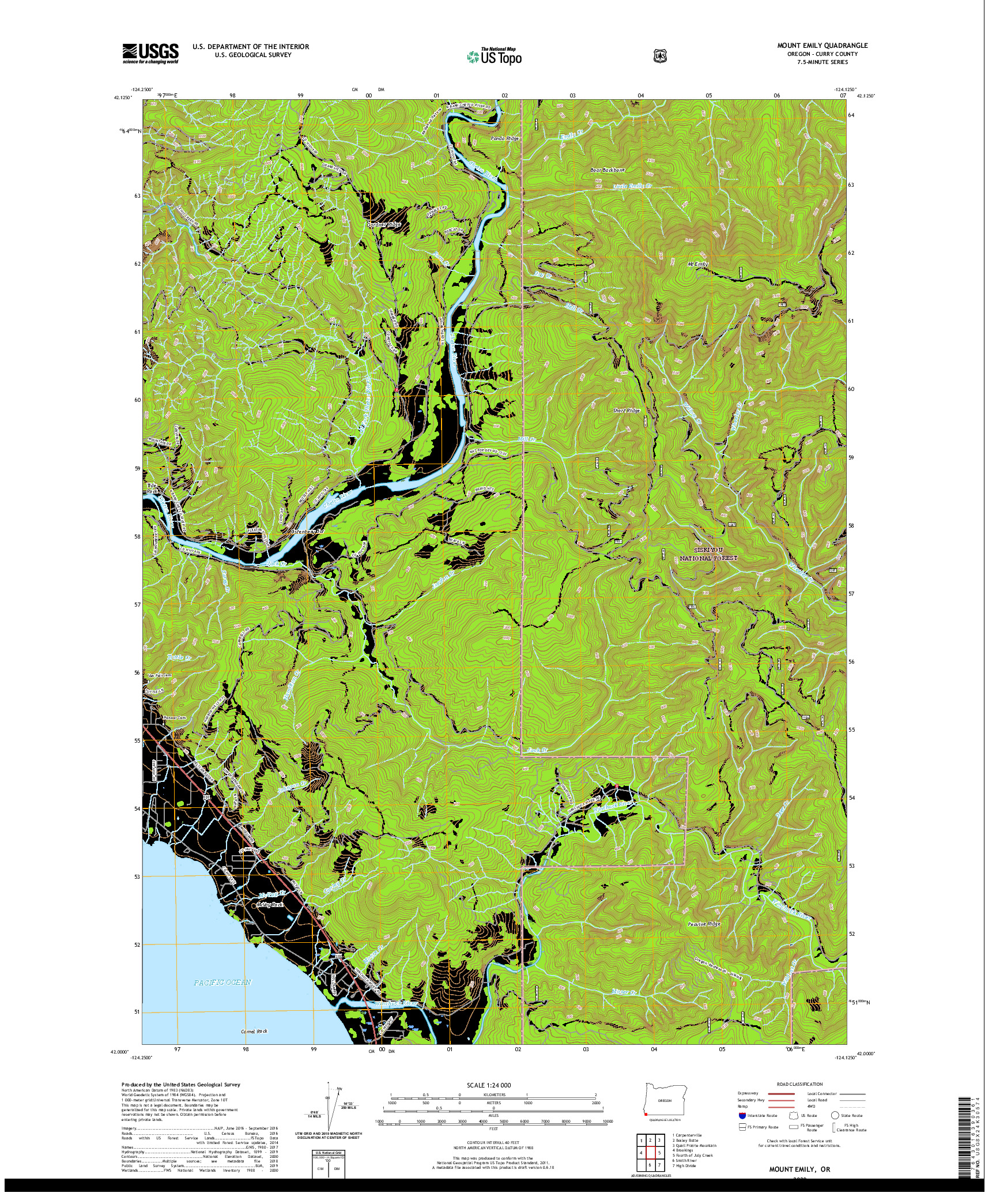 USGS US TOPO 7.5-MINUTE MAP FOR MOUNT EMILY, OR 2020