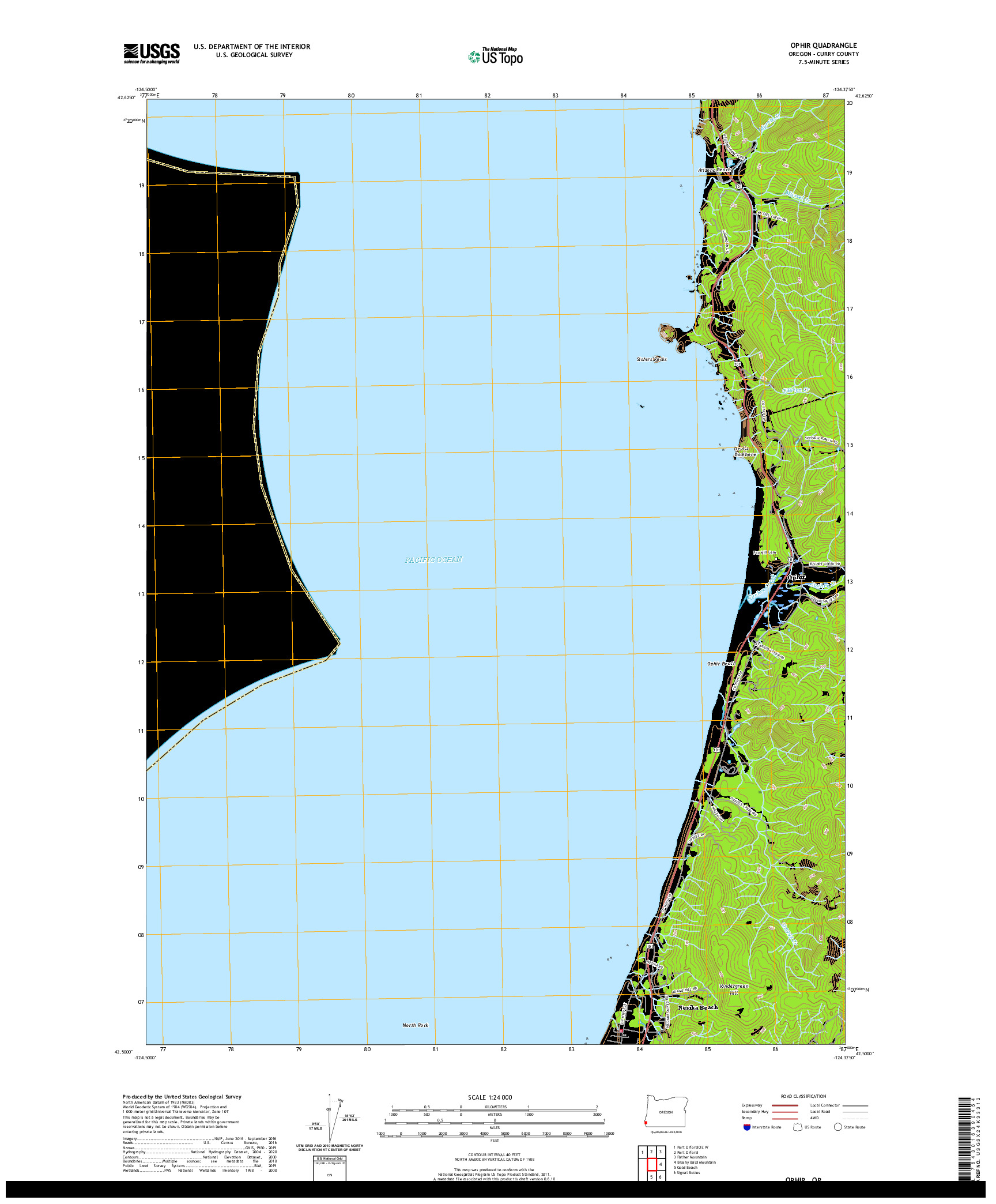 USGS US TOPO 7.5-MINUTE MAP FOR OPHIR, OR 2020