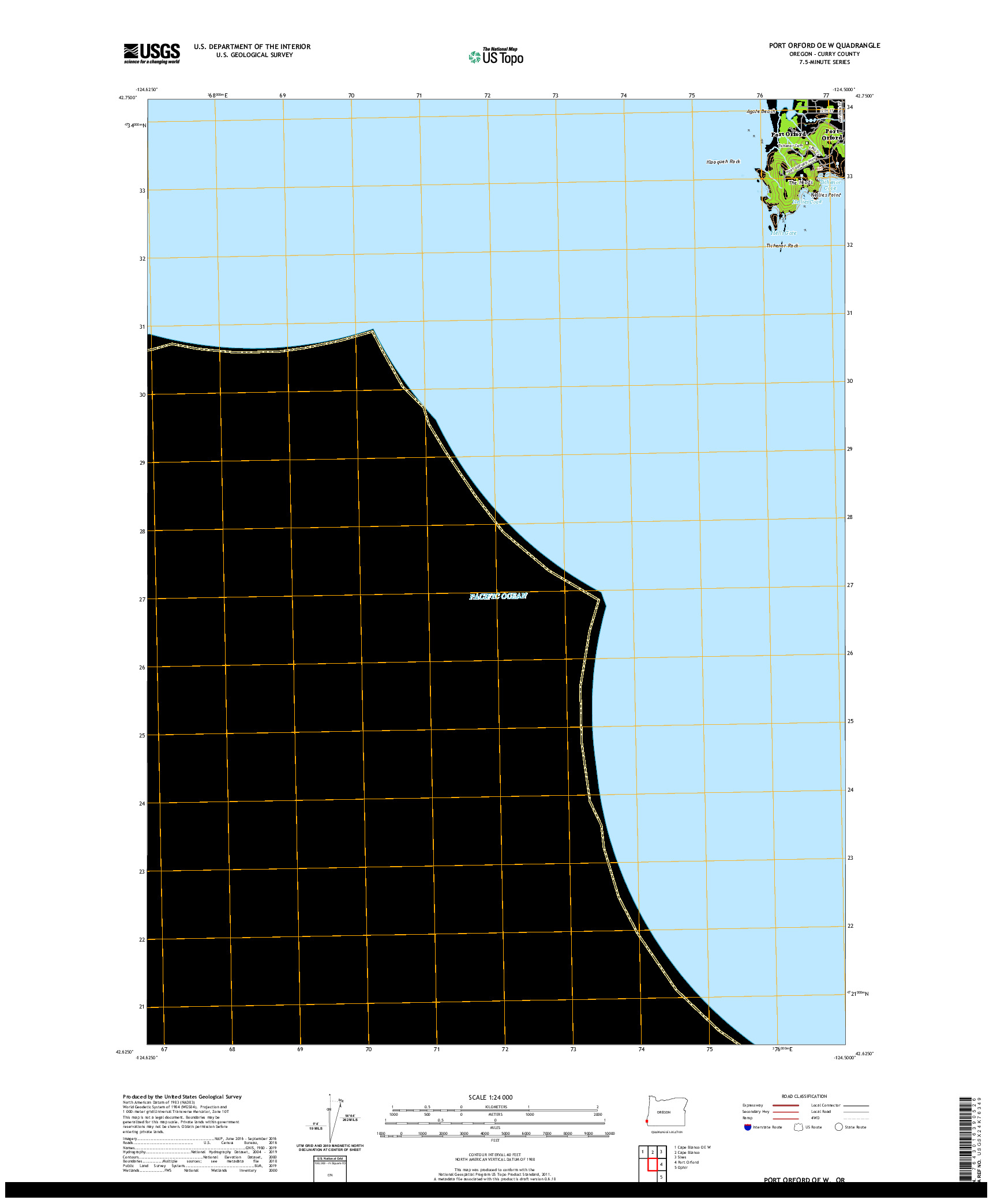 USGS US TOPO 7.5-MINUTE MAP FOR PORT ORFORD OE W, OR 2020