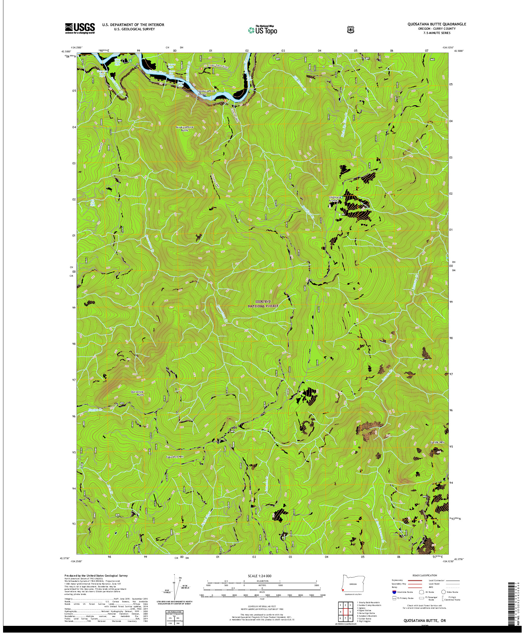 USGS US TOPO 7.5-MINUTE MAP FOR QUOSATANA BUTTE, OR 2020