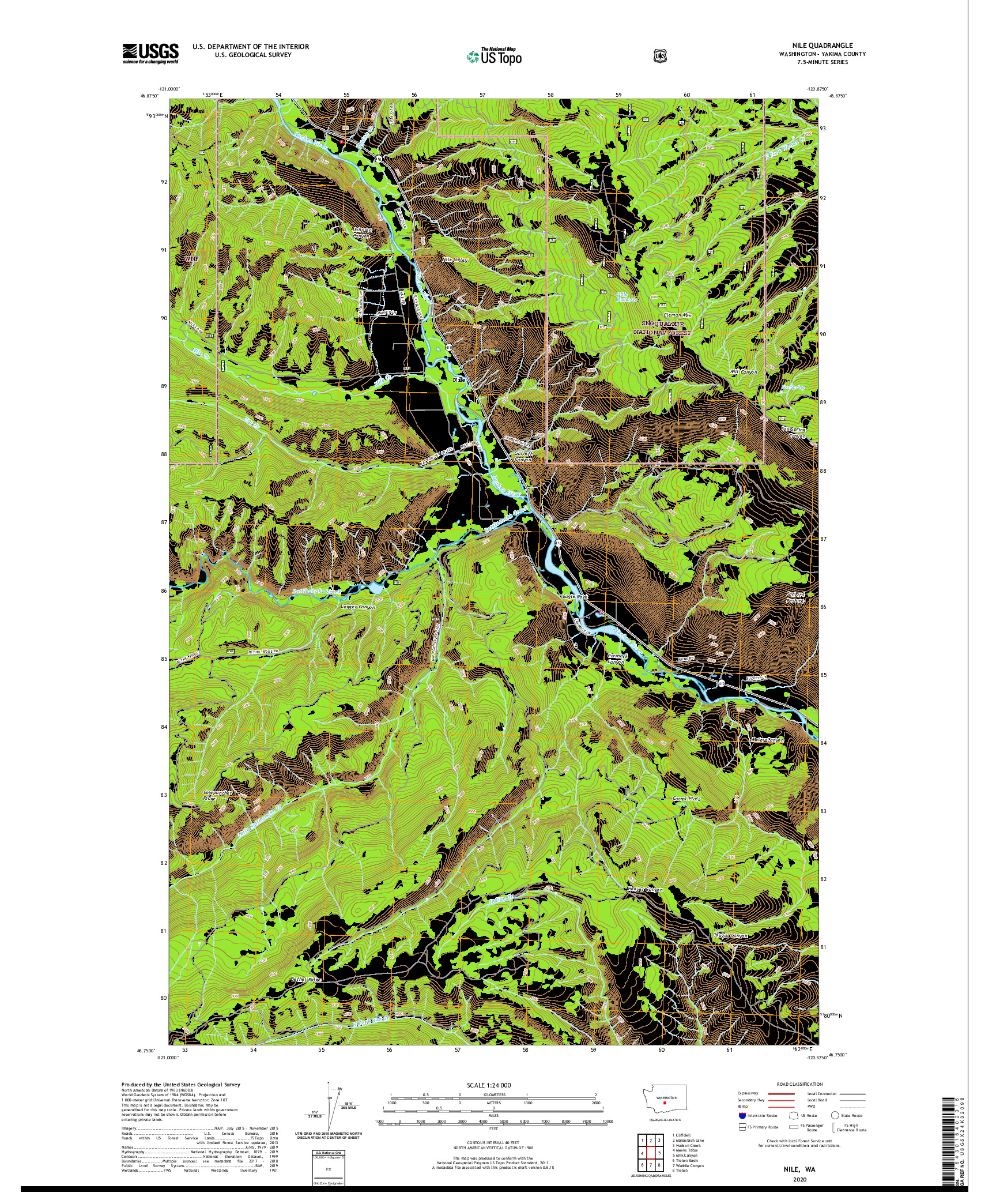 USGS US TOPO 7.5-MINUTE MAP FOR NILE, WA 2020