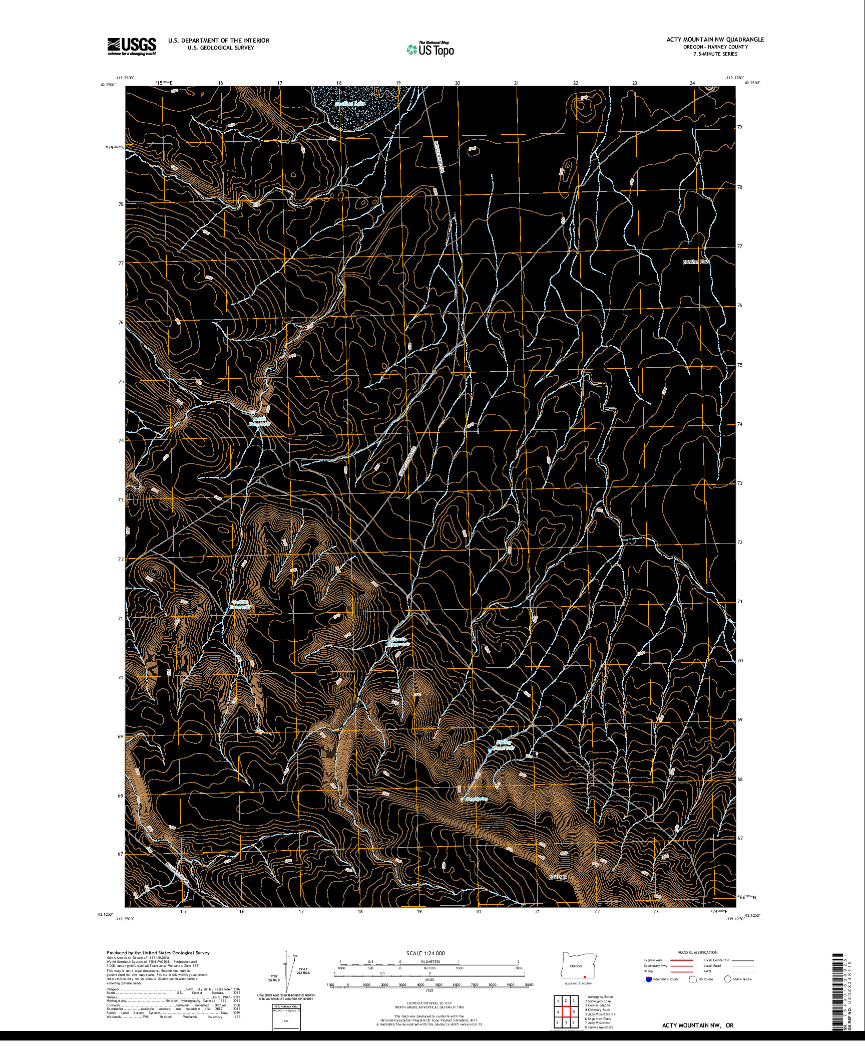 USGS US TOPO 7.5-MINUTE MAP FOR ACTY MOUNTAIN NW, OR 2020
