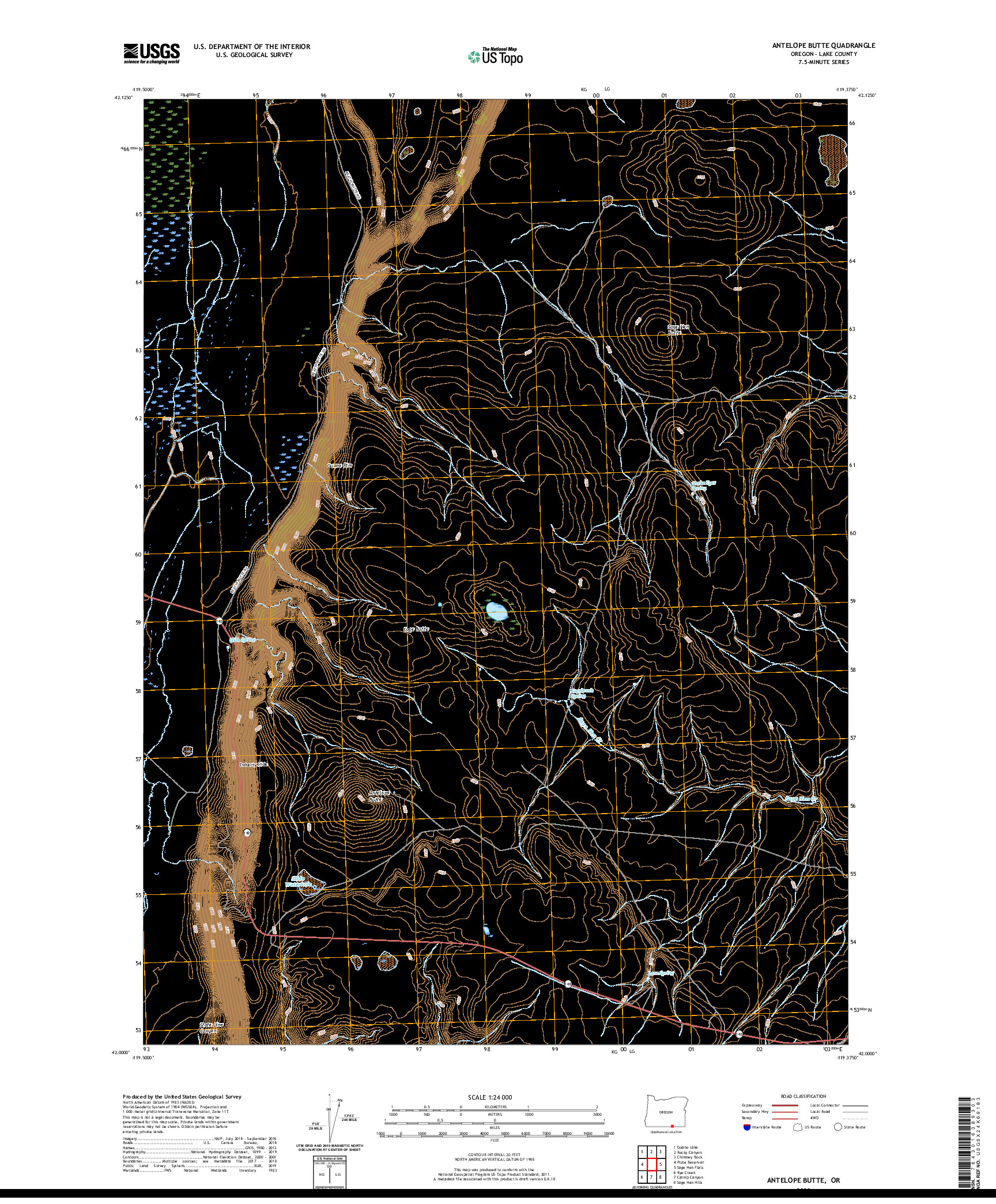 USGS US TOPO 7.5-MINUTE MAP FOR ANTELOPE BUTTE, OR 2020