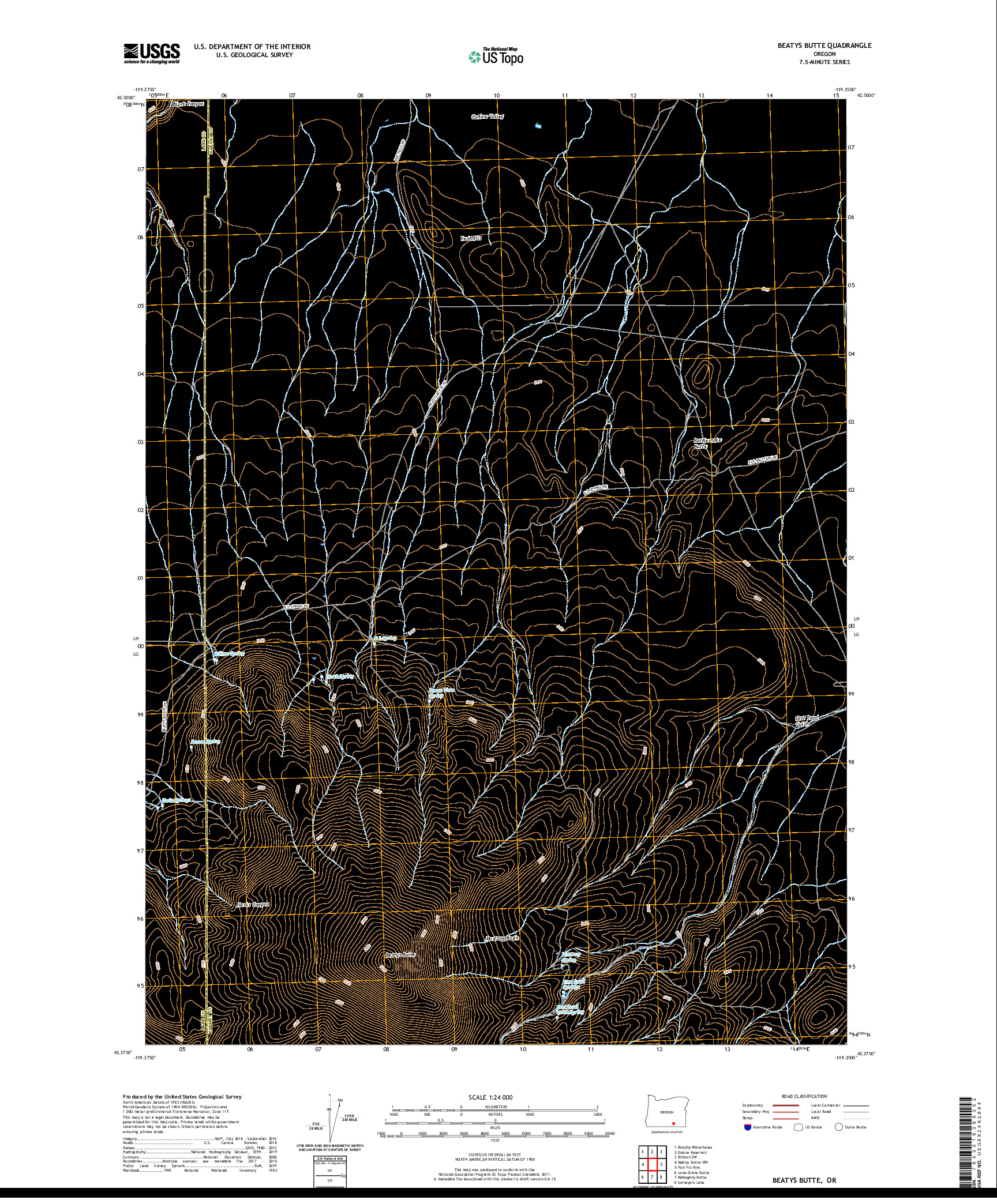 USGS US TOPO 7.5-MINUTE MAP FOR BEATYS BUTTE, OR 2020