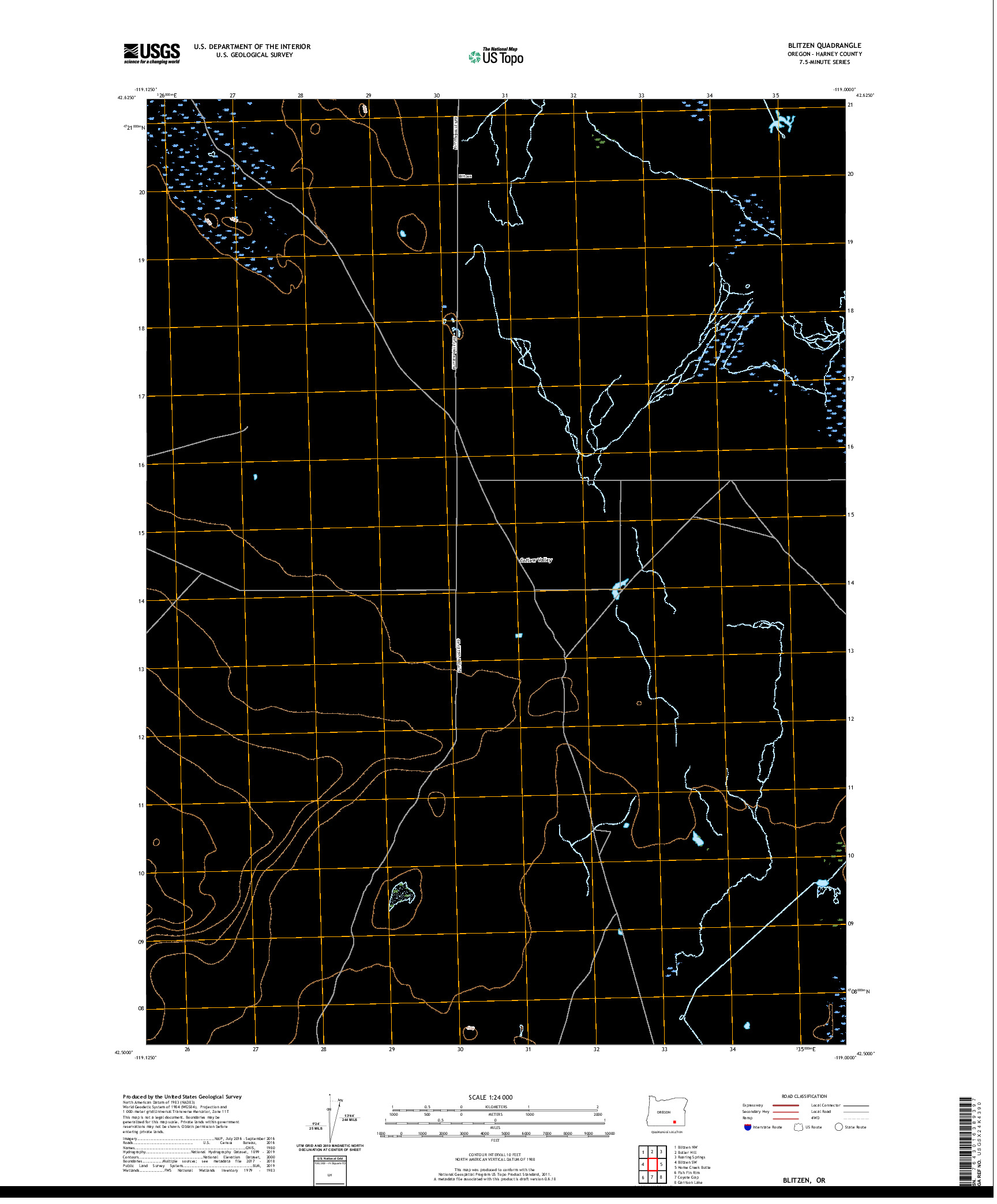 USGS US TOPO 7.5-MINUTE MAP FOR BLITZEN, OR 2020