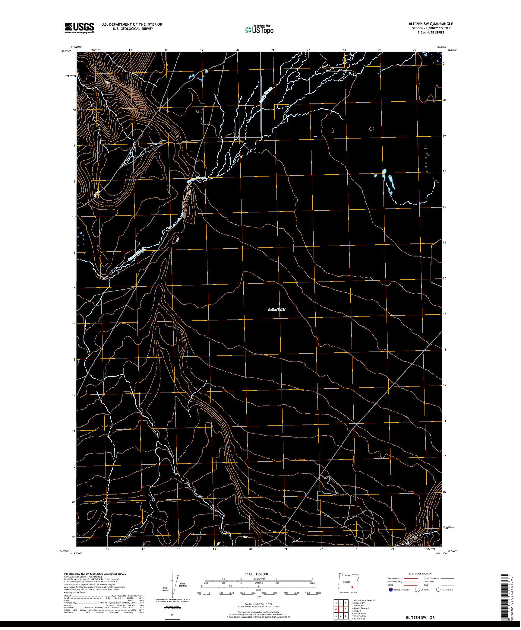 USGS US TOPO 7.5-MINUTE MAP FOR BLITZEN SW, OR 2020