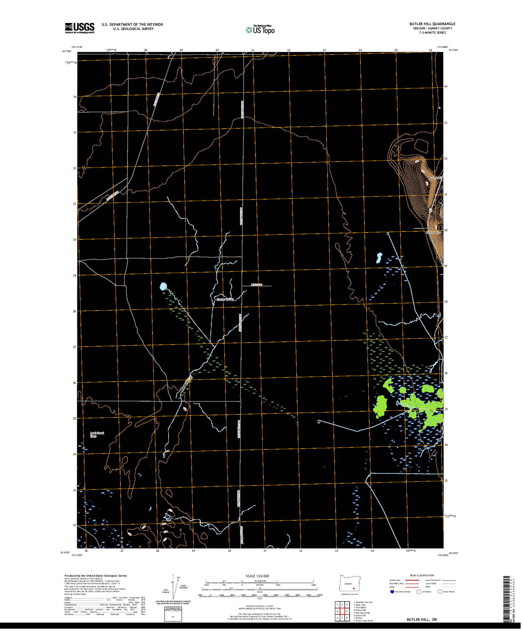 USGS US TOPO 7.5-MINUTE MAP FOR BUTLER HILL, OR 2020