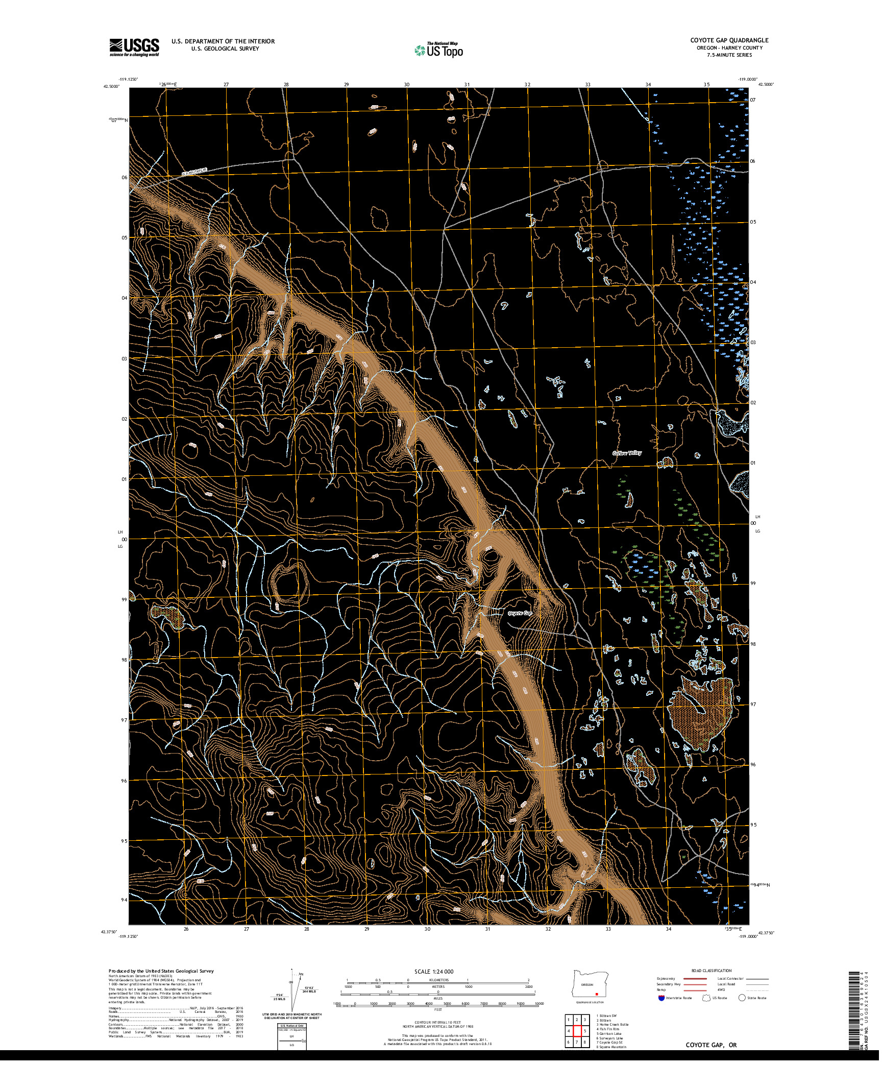 USGS US TOPO 7.5-MINUTE MAP FOR COYOTE GAP, OR 2020