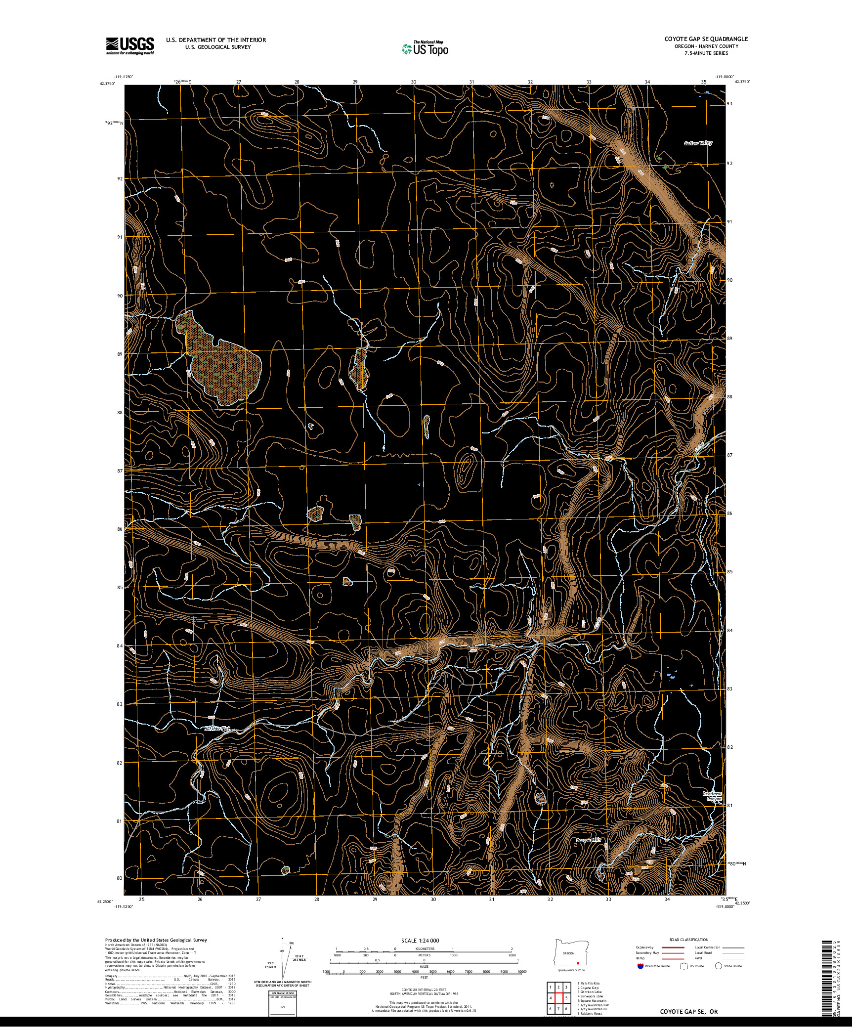 USGS US TOPO 7.5-MINUTE MAP FOR COYOTE GAP SE, OR 2020