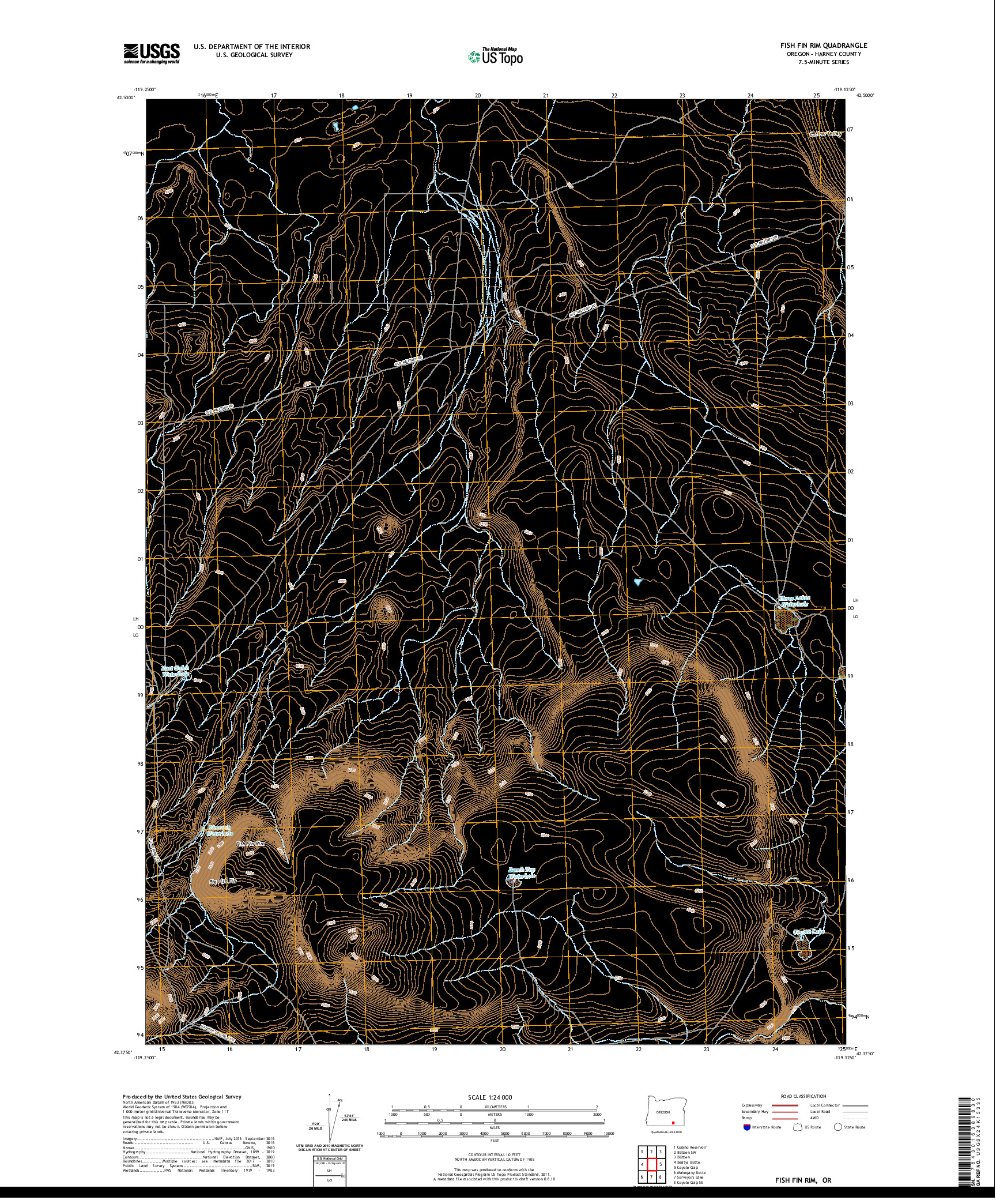 USGS US TOPO 7.5-MINUTE MAP FOR FISH FIN RIM, OR 2020