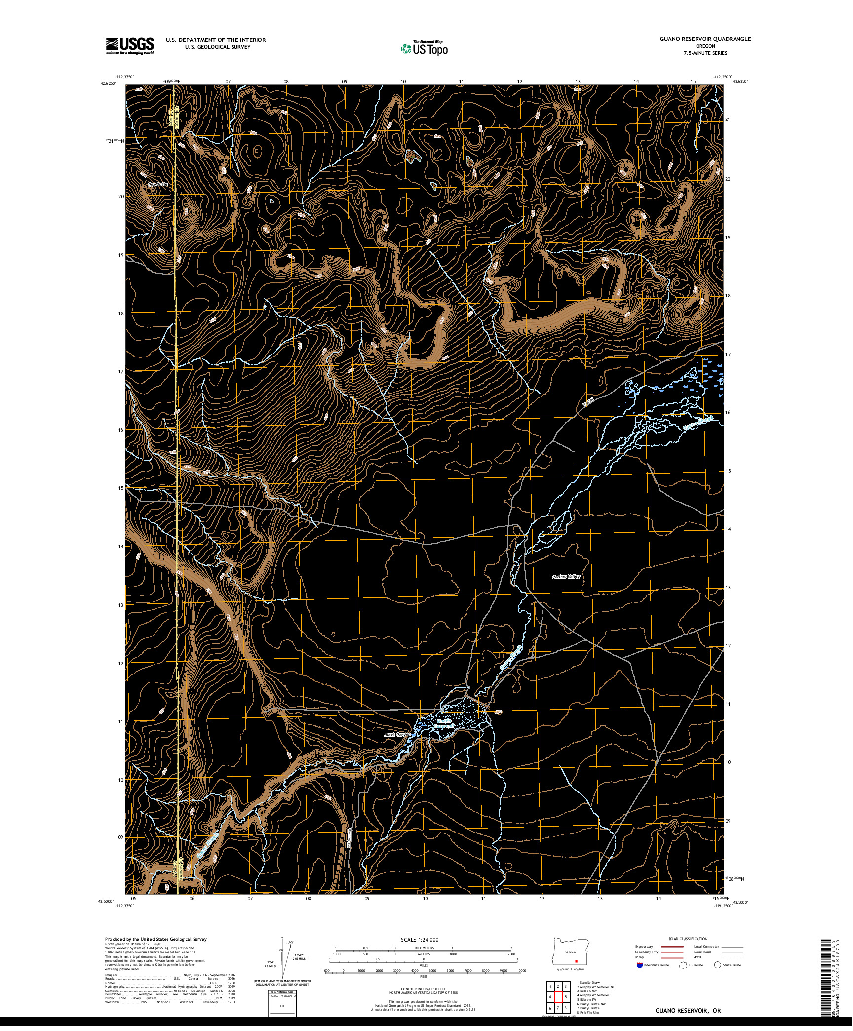 USGS US TOPO 7.5-MINUTE MAP FOR GUANO RESERVOIR, OR 2020