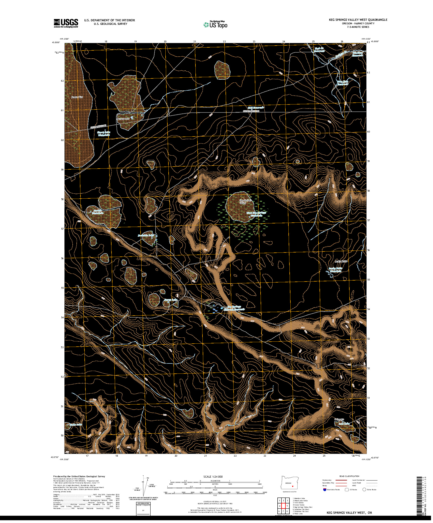 USGS US TOPO 7.5-MINUTE MAP FOR KEG SPRINGS VALLEY WEST, OR 2020