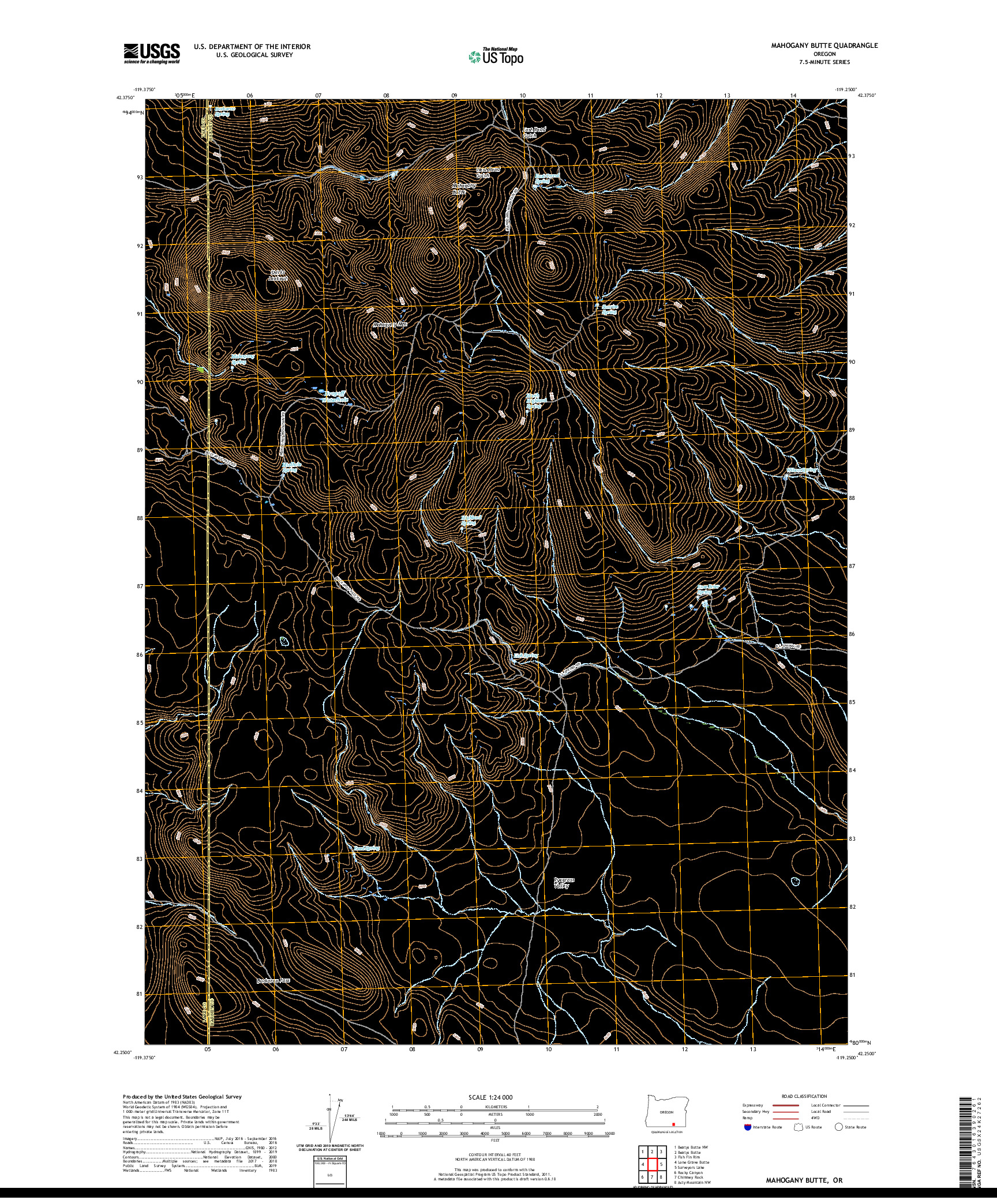 USGS US TOPO 7.5-MINUTE MAP FOR MAHOGANY BUTTE, OR 2020