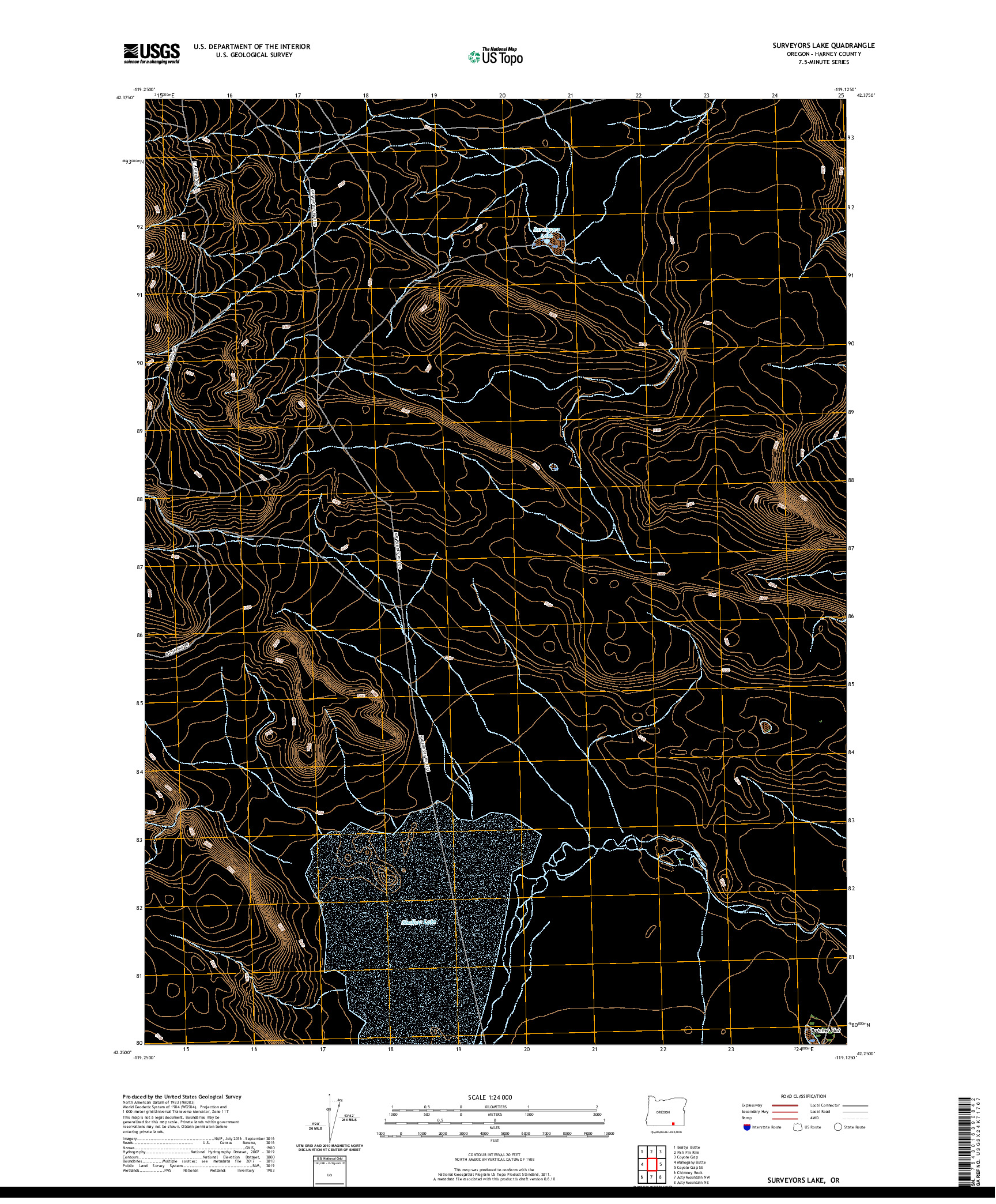 USGS US TOPO 7.5-MINUTE MAP FOR SURVEYORS LAKE, OR 2020