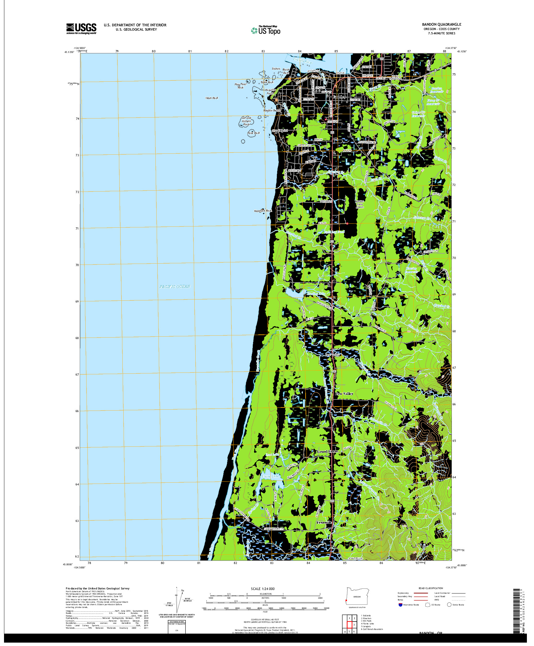 USGS US TOPO 7.5-MINUTE MAP FOR BANDON, OR 2020