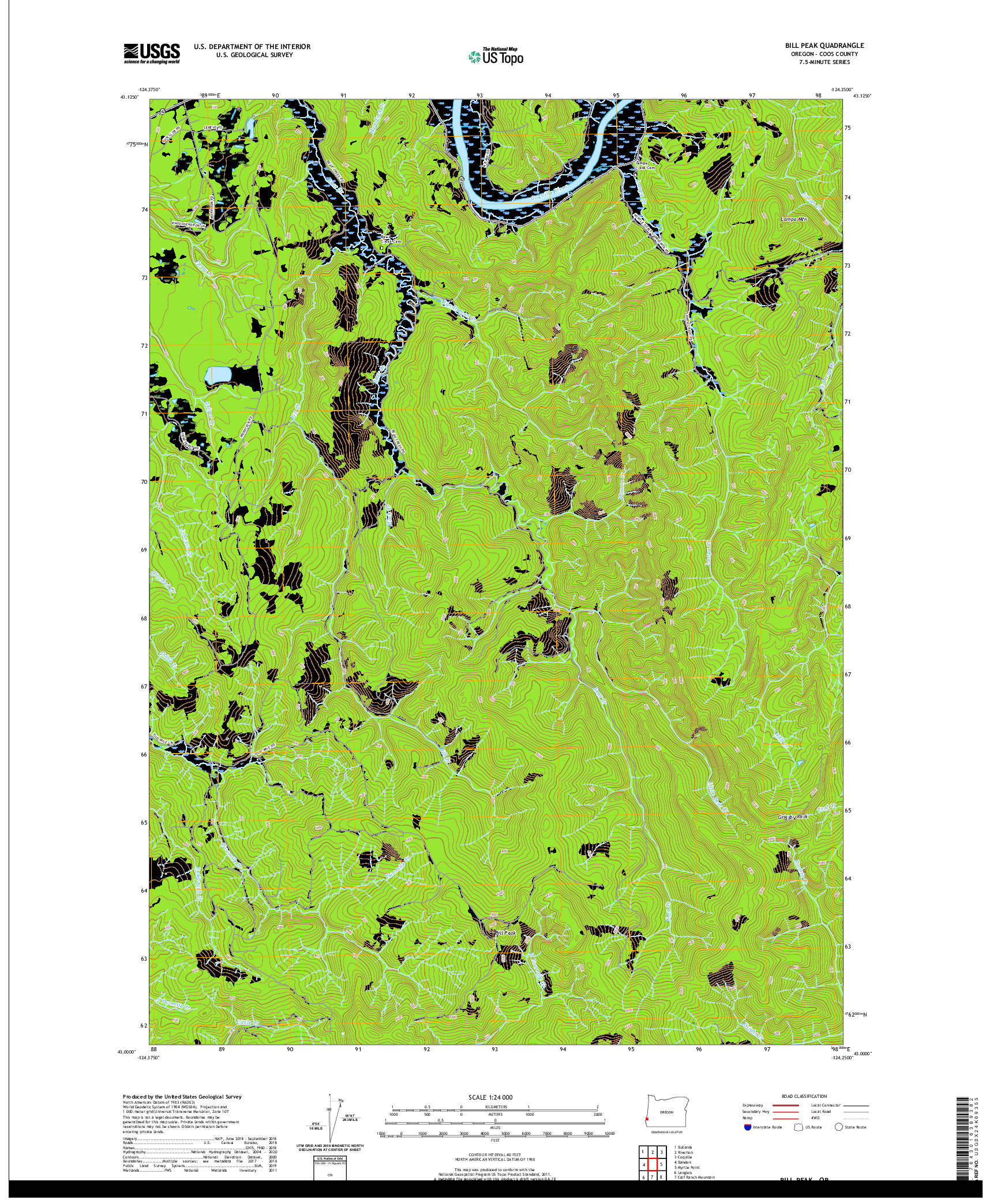 USGS US TOPO 7.5-MINUTE MAP FOR BILL PEAK, OR 2020