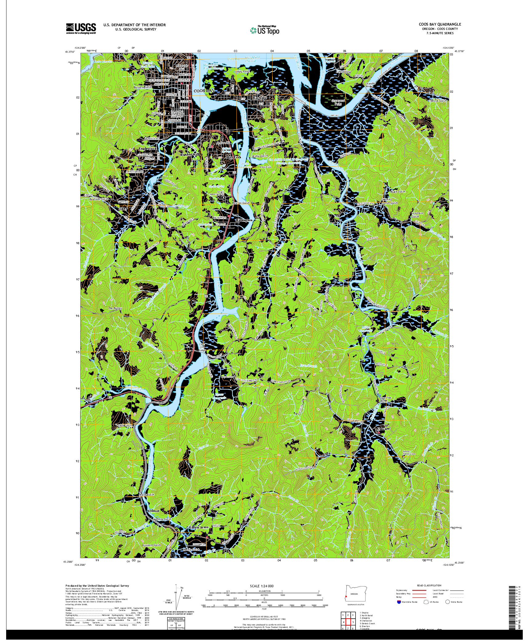 USGS US TOPO 7.5-MINUTE MAP FOR COOS BAY, OR 2020