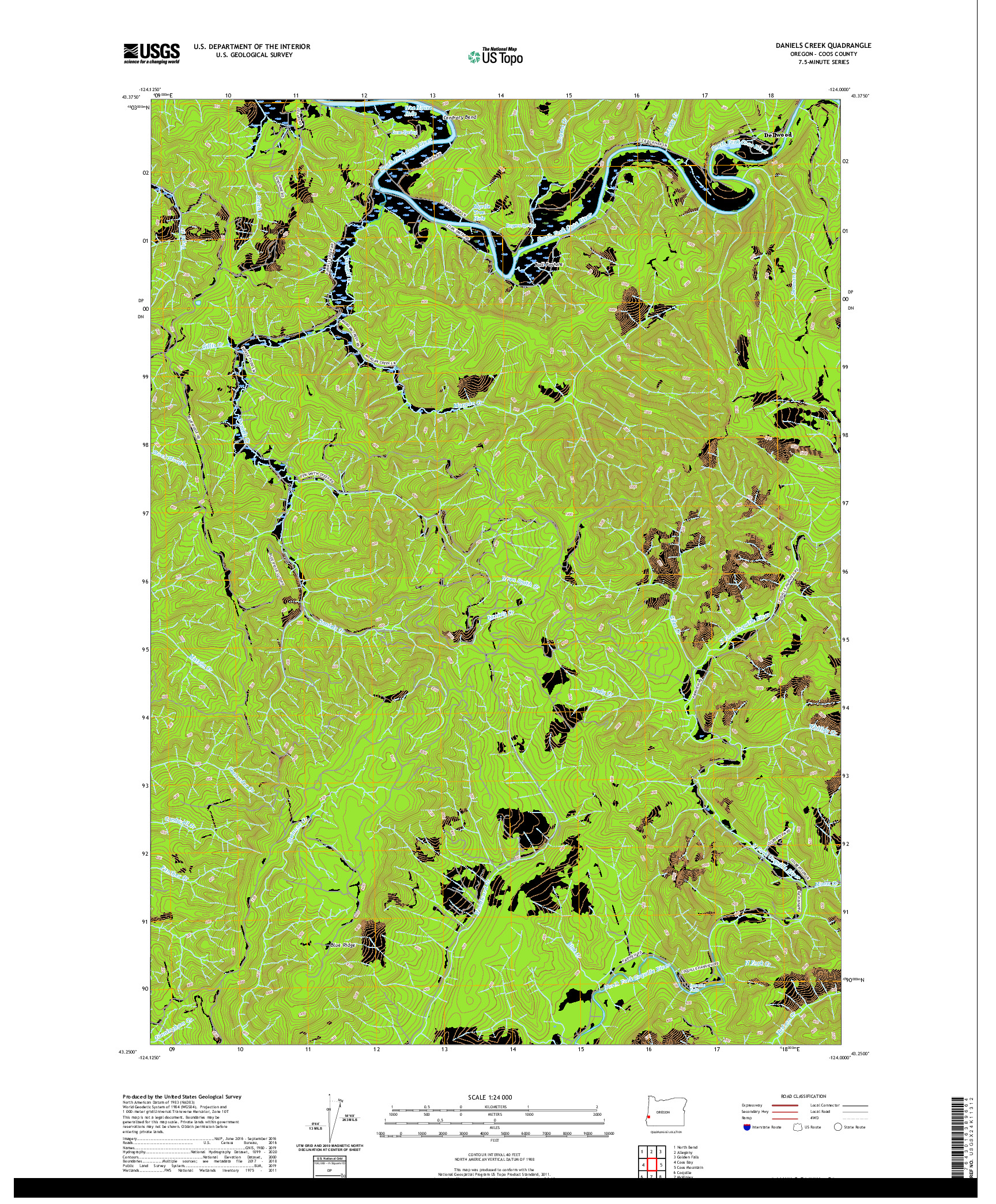 USGS US TOPO 7.5-MINUTE MAP FOR DANIELS CREEK, OR 2020