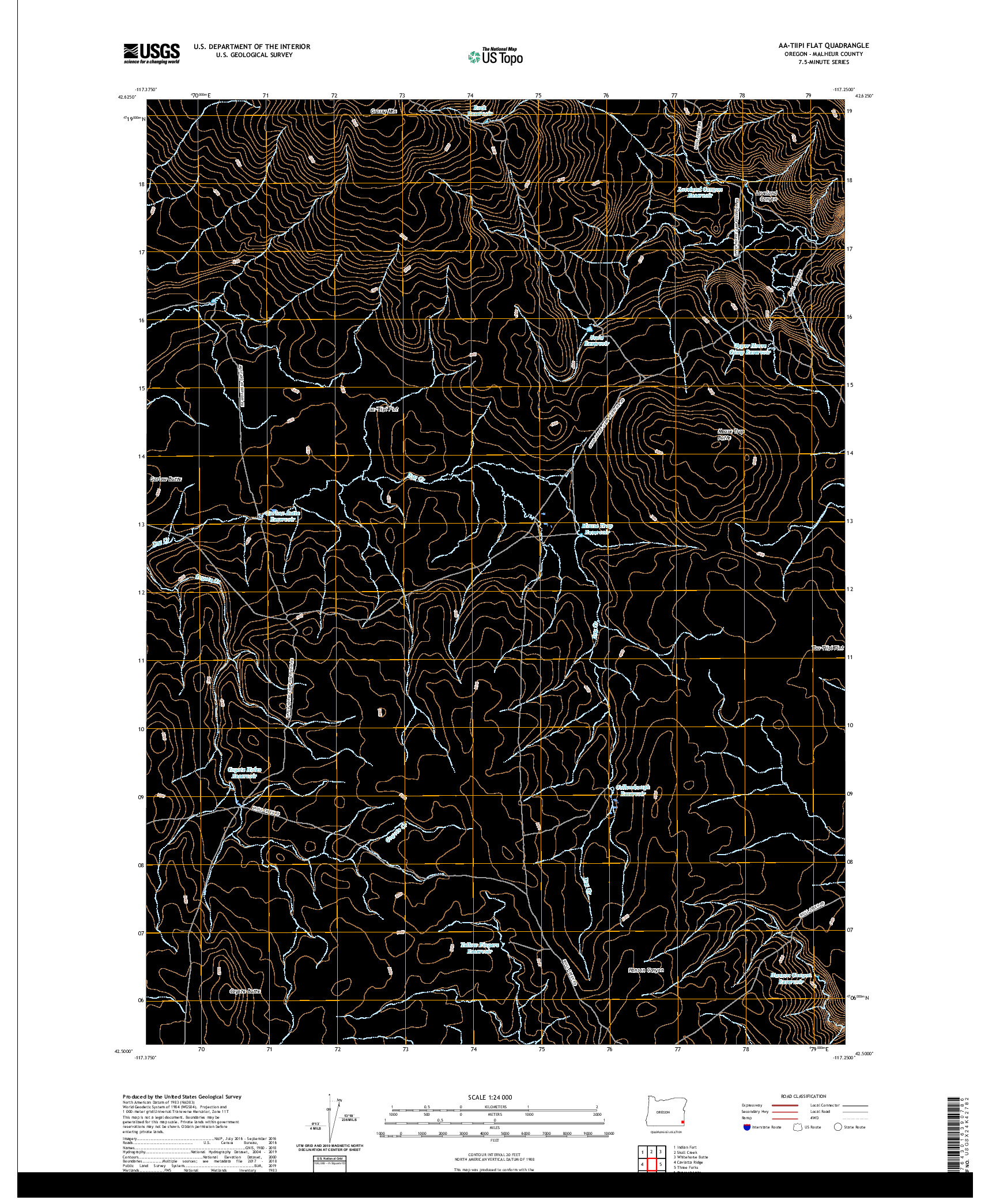 USGS US TOPO 7.5-MINUTE MAP FOR AA-TIIPI FLAT, OR 2020