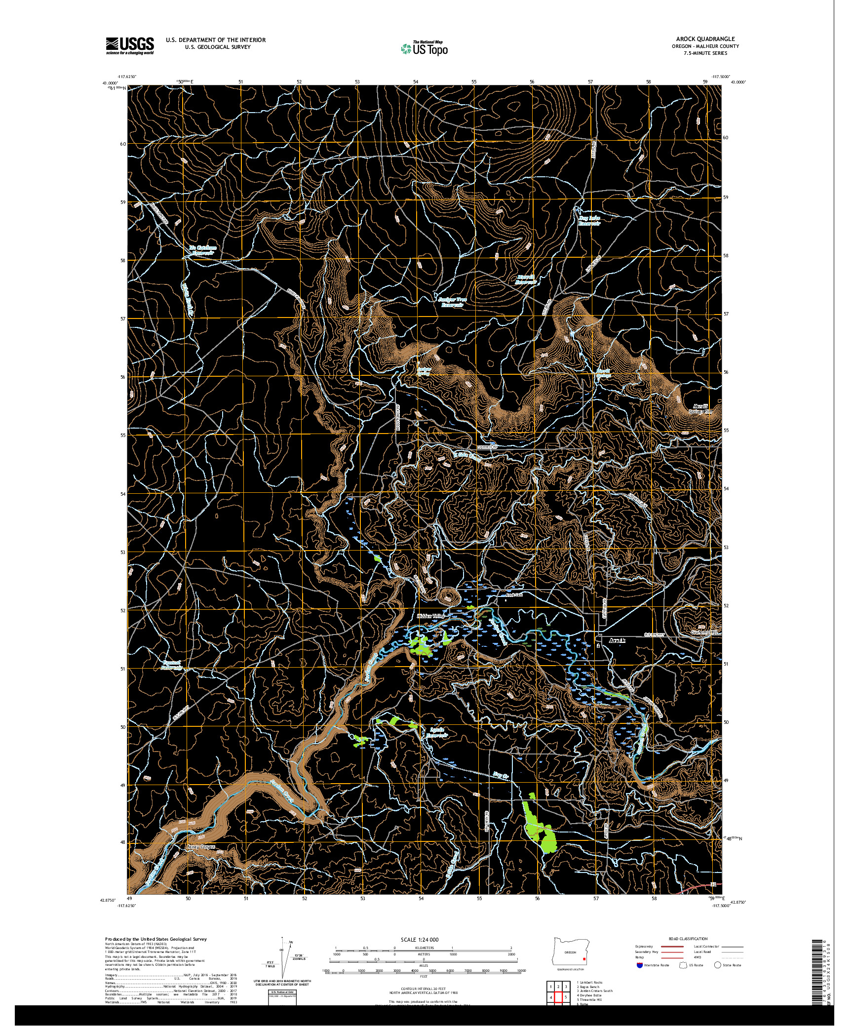 USGS US TOPO 7.5-MINUTE MAP FOR AROCK, OR 2020