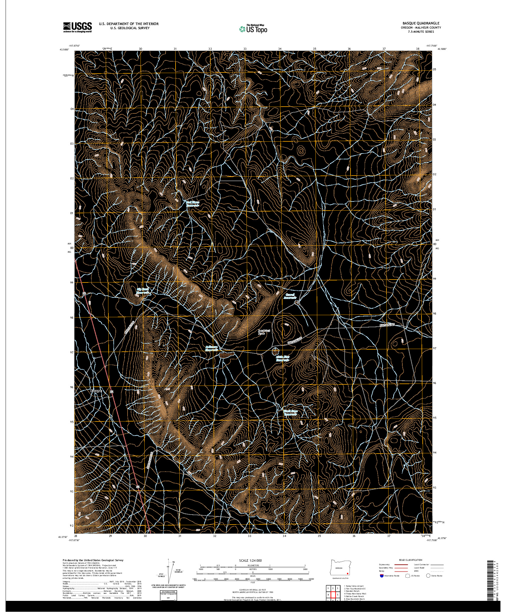 USGS US TOPO 7.5-MINUTE MAP FOR BASQUE, OR 2020