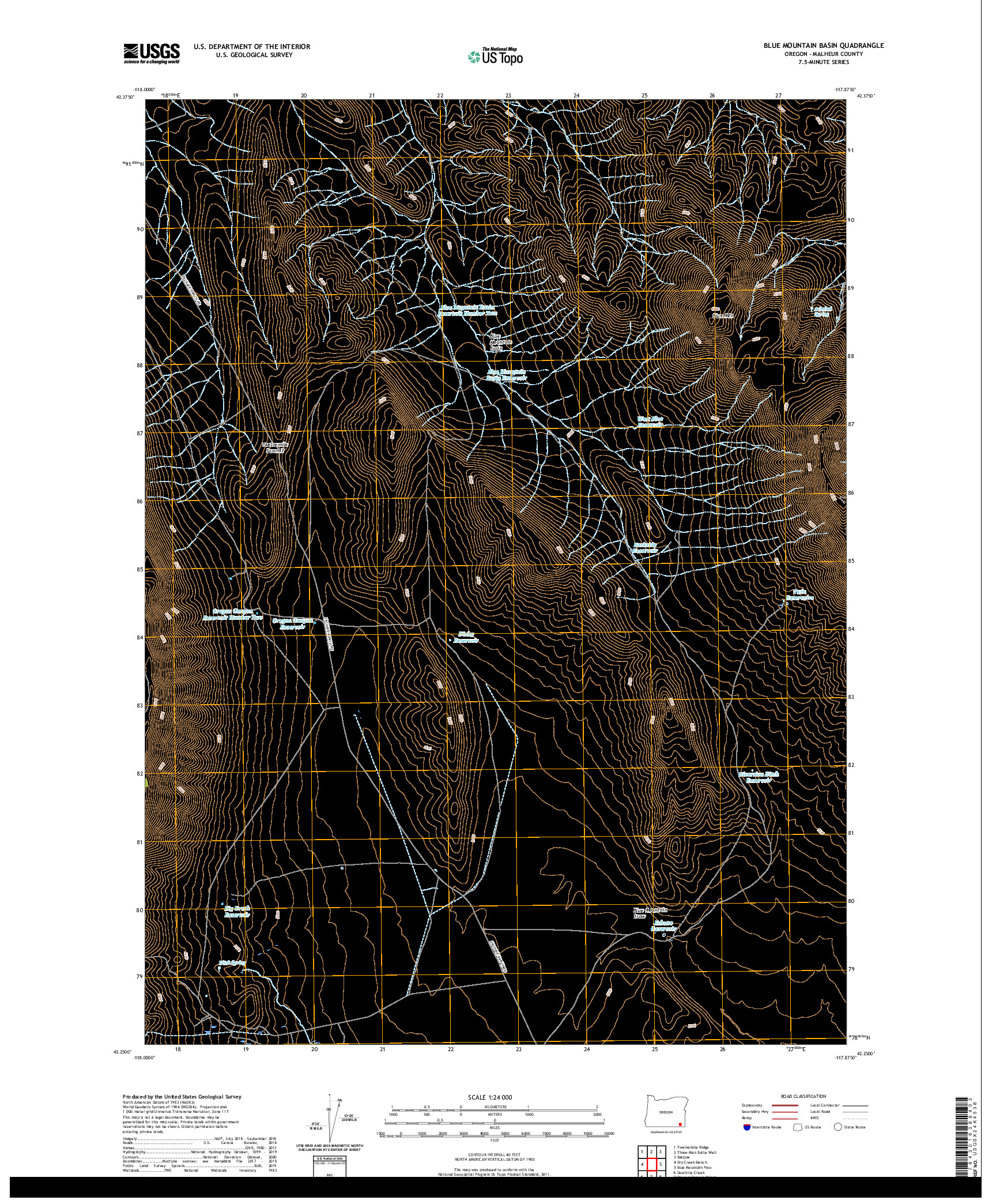 USGS US TOPO 7.5-MINUTE MAP FOR BLUE MOUNTAIN BASIN, OR 2020