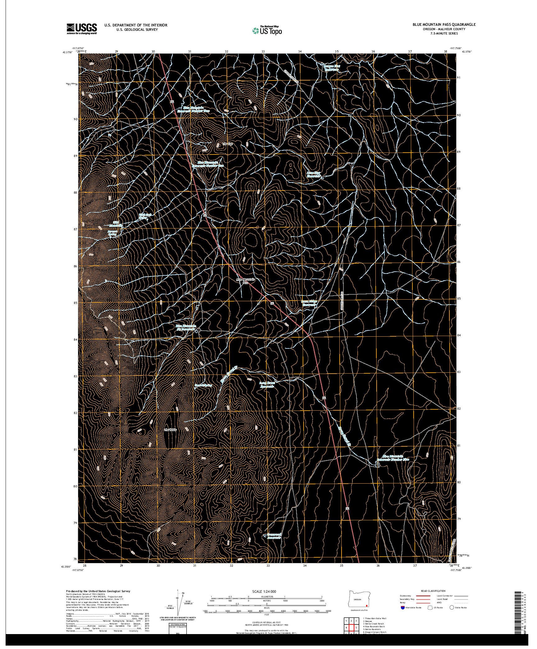 USGS US TOPO 7.5-MINUTE MAP FOR BLUE MOUNTAIN PASS, OR 2020