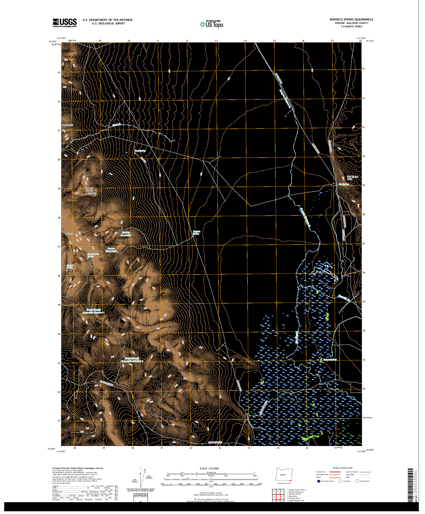 USGS US TOPO 7.5-MINUTE MAP FOR BOGHOLE SPRING, OR 2020