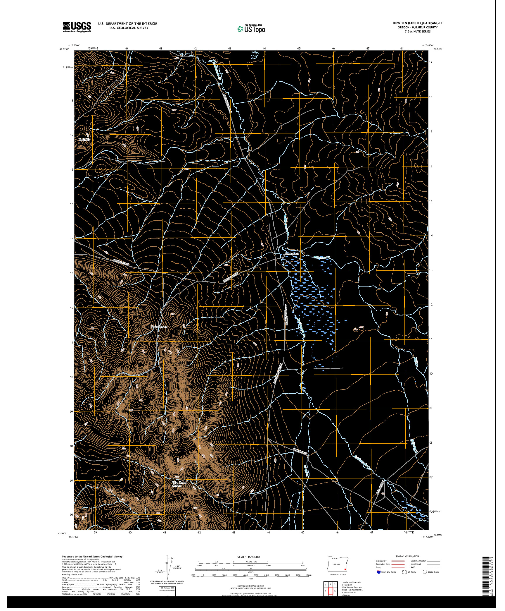 USGS US TOPO 7.5-MINUTE MAP FOR BOWDEN RANCH, OR 2020