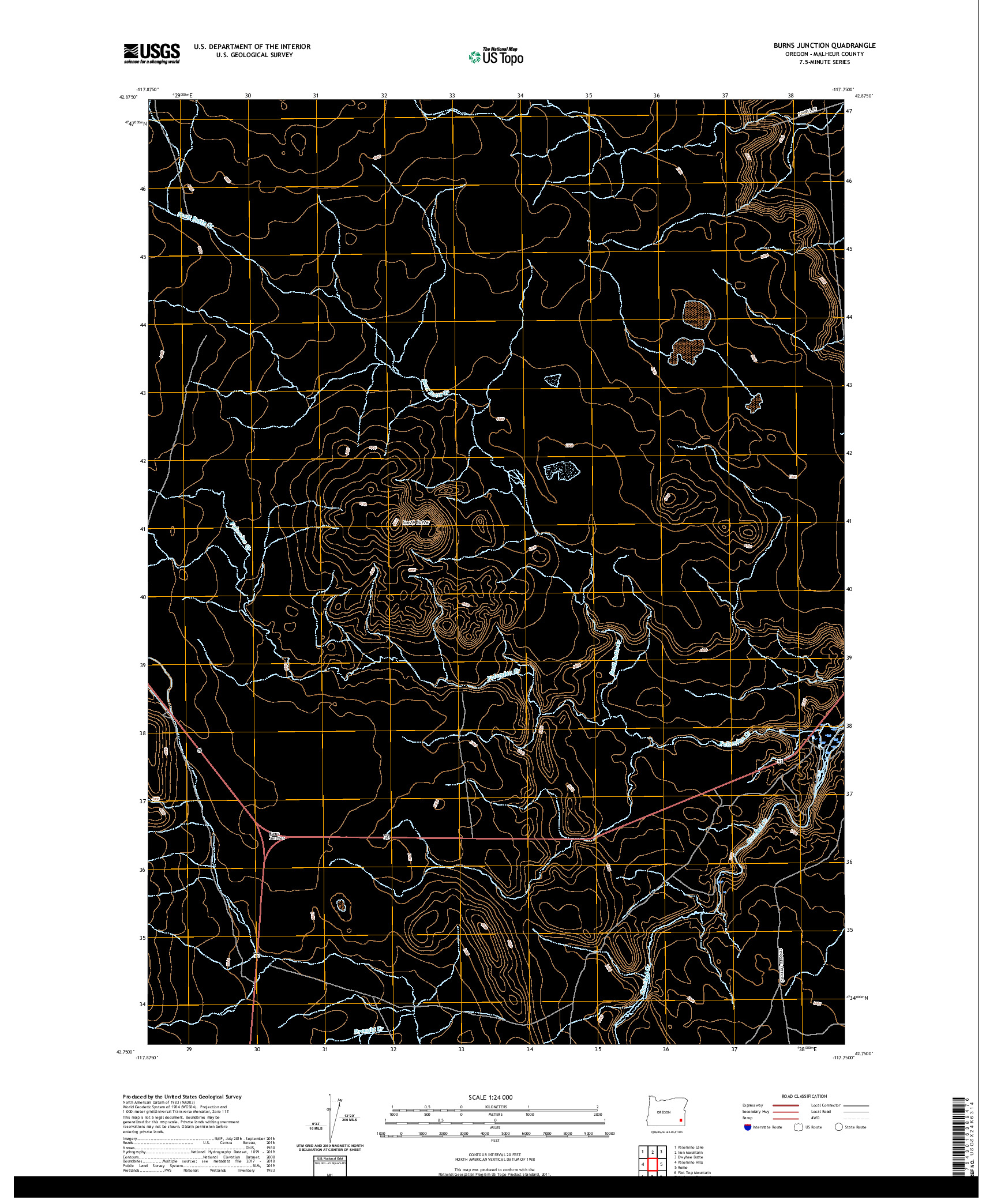 USGS US TOPO 7.5-MINUTE MAP FOR BURNS JUNCTION, OR 2020