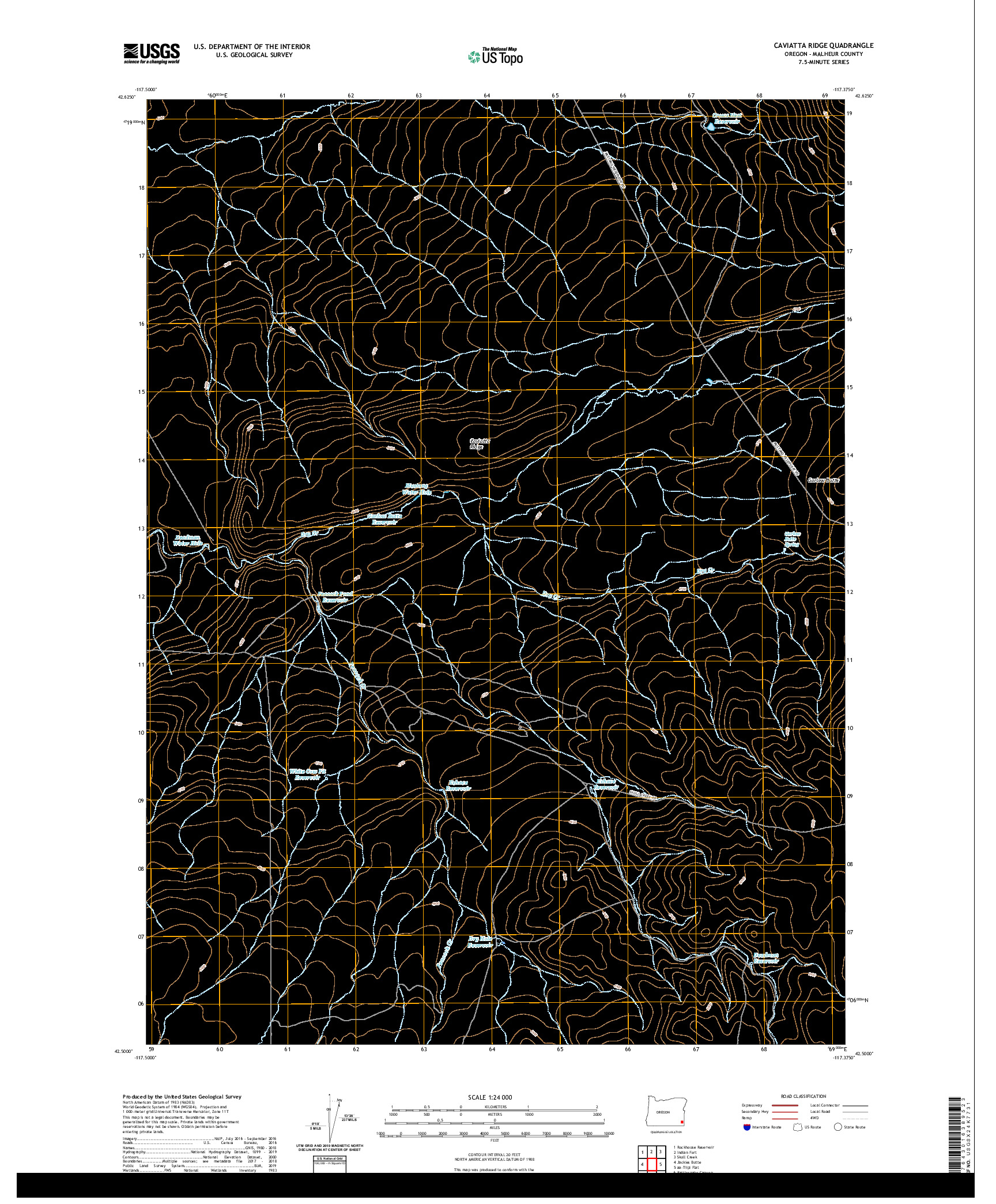 USGS US TOPO 7.5-MINUTE MAP FOR CAVIATTA RIDGE, OR 2020