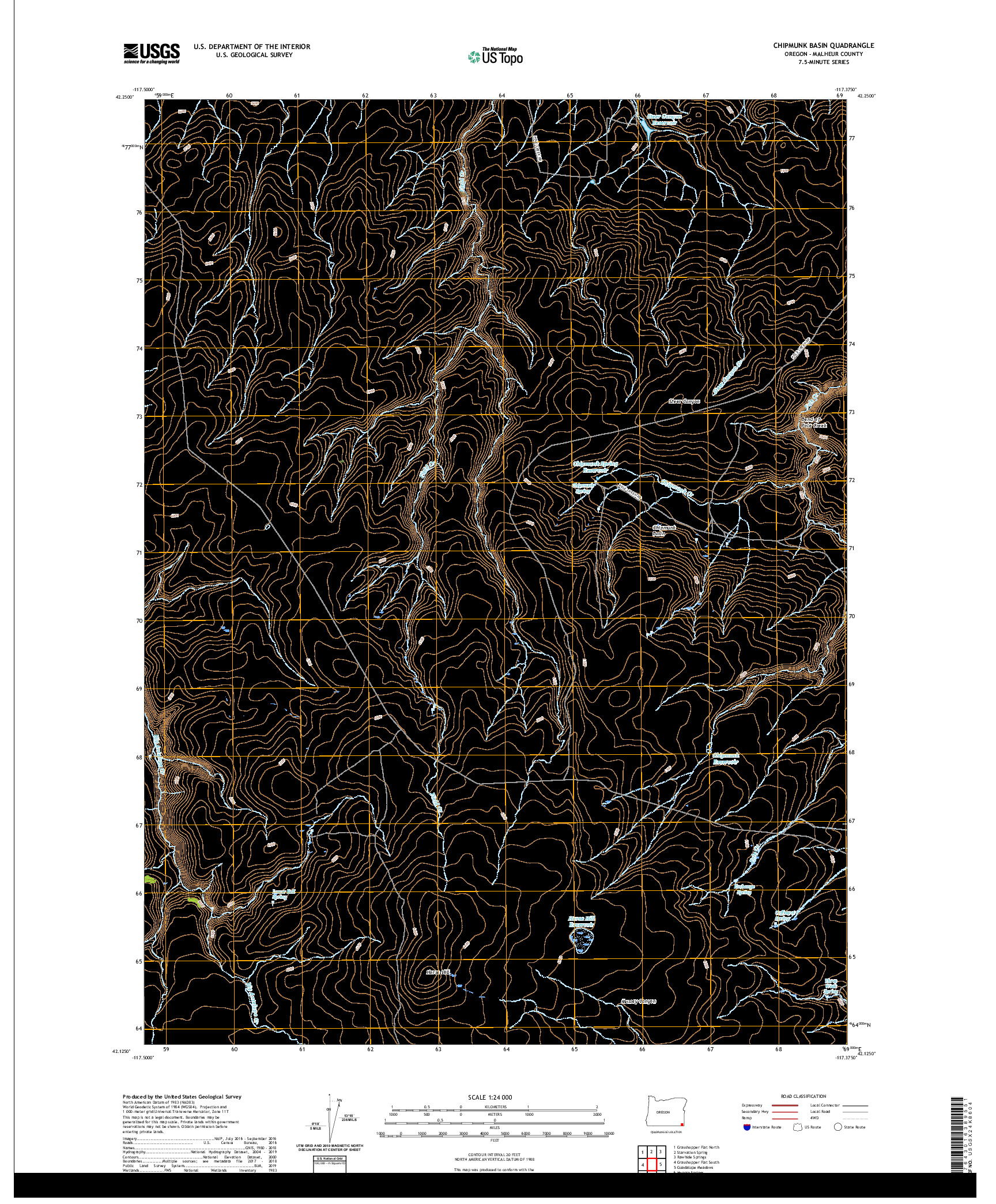 USGS US TOPO 7.5-MINUTE MAP FOR CHIPMUNK BASIN, OR 2020