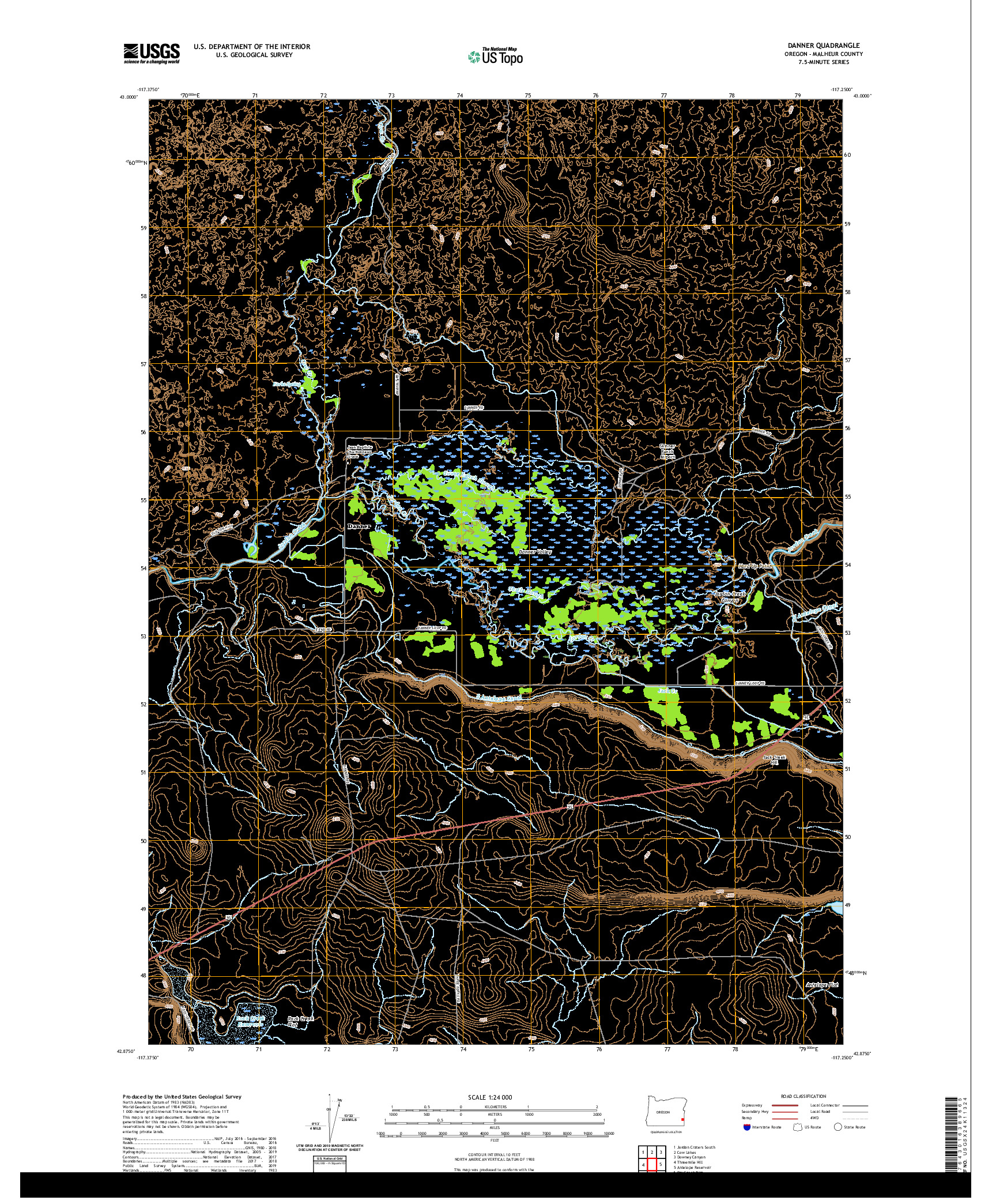 USGS US TOPO 7.5-MINUTE MAP FOR DANNER, OR 2020