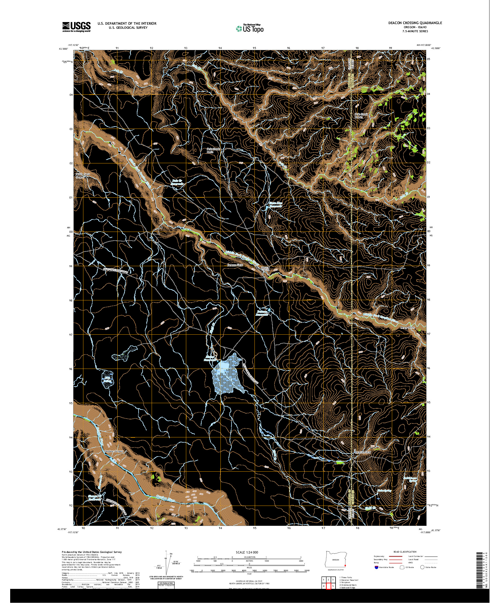 USGS US TOPO 7.5-MINUTE MAP FOR DEACON CROSSING, OR,ID 2020