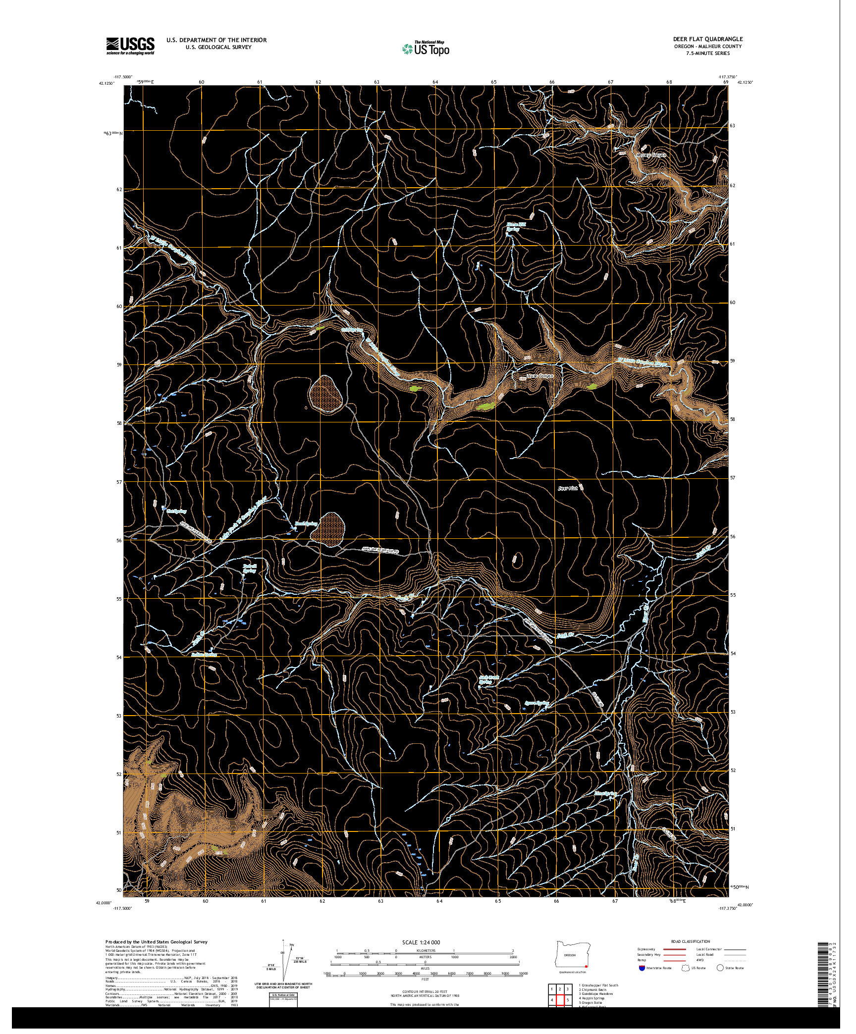USGS US TOPO 7.5-MINUTE MAP FOR DEER FLAT, OR 2020