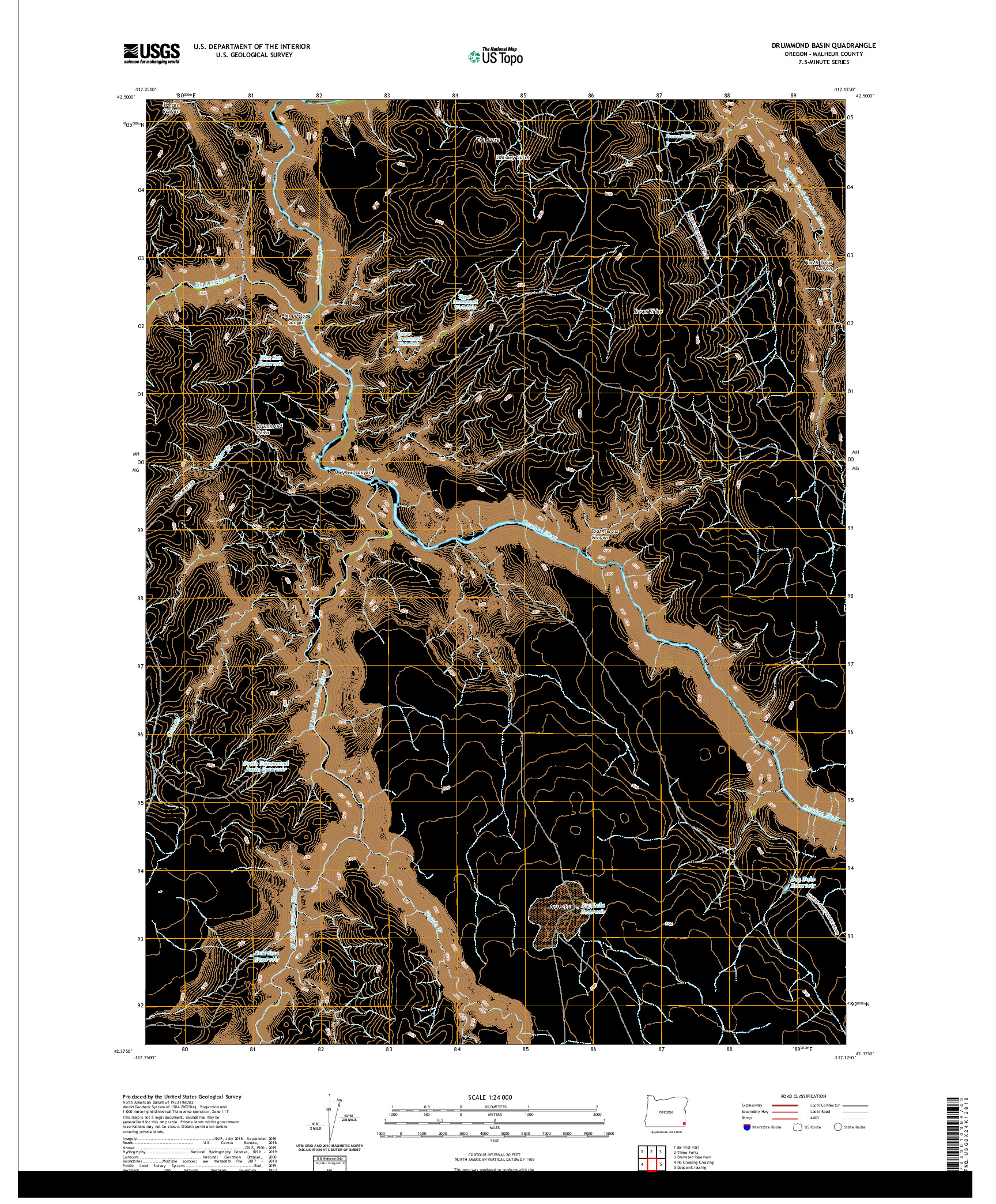 USGS US TOPO 7.5-MINUTE MAP FOR DRUMMOND BASIN, OR 2020
