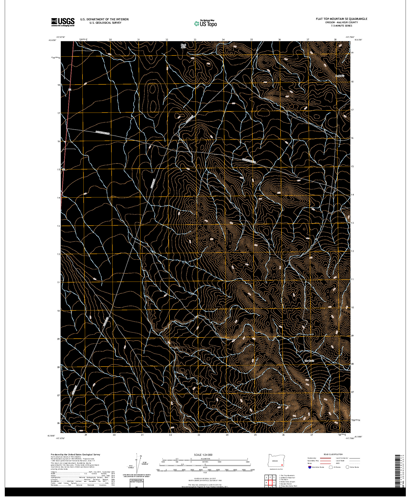 USGS US TOPO 7.5-MINUTE MAP FOR FLAT TOP MOUNTAIN SE, OR 2020