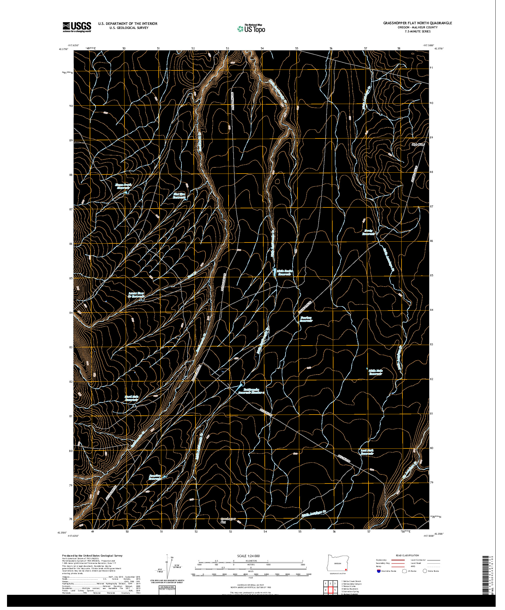 USGS US TOPO 7.5-MINUTE MAP FOR GRASSHOPPER FLAT NORTH, OR 2020