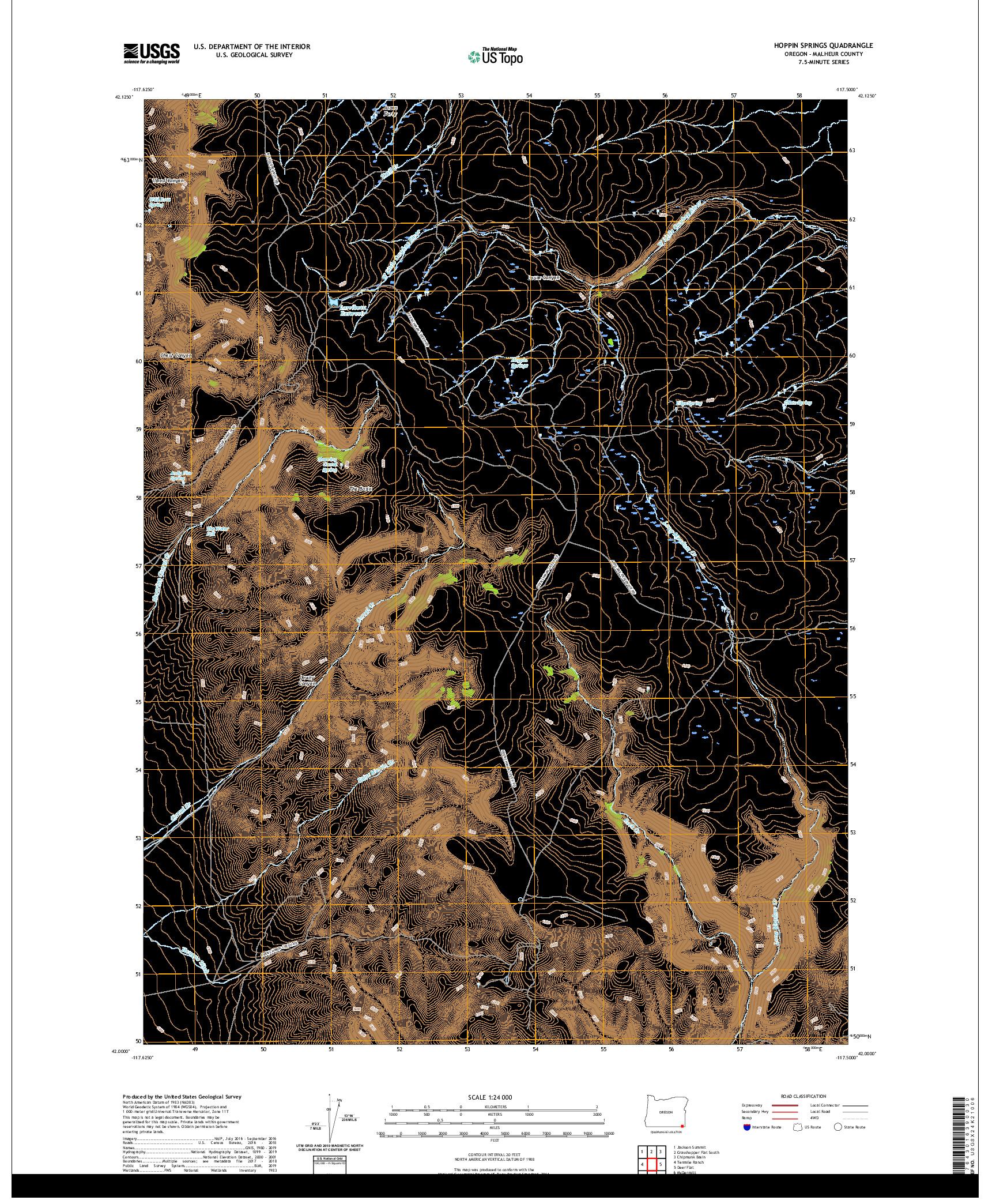 USGS US TOPO 7.5-MINUTE MAP FOR HOPPIN SPRINGS, OR 2020