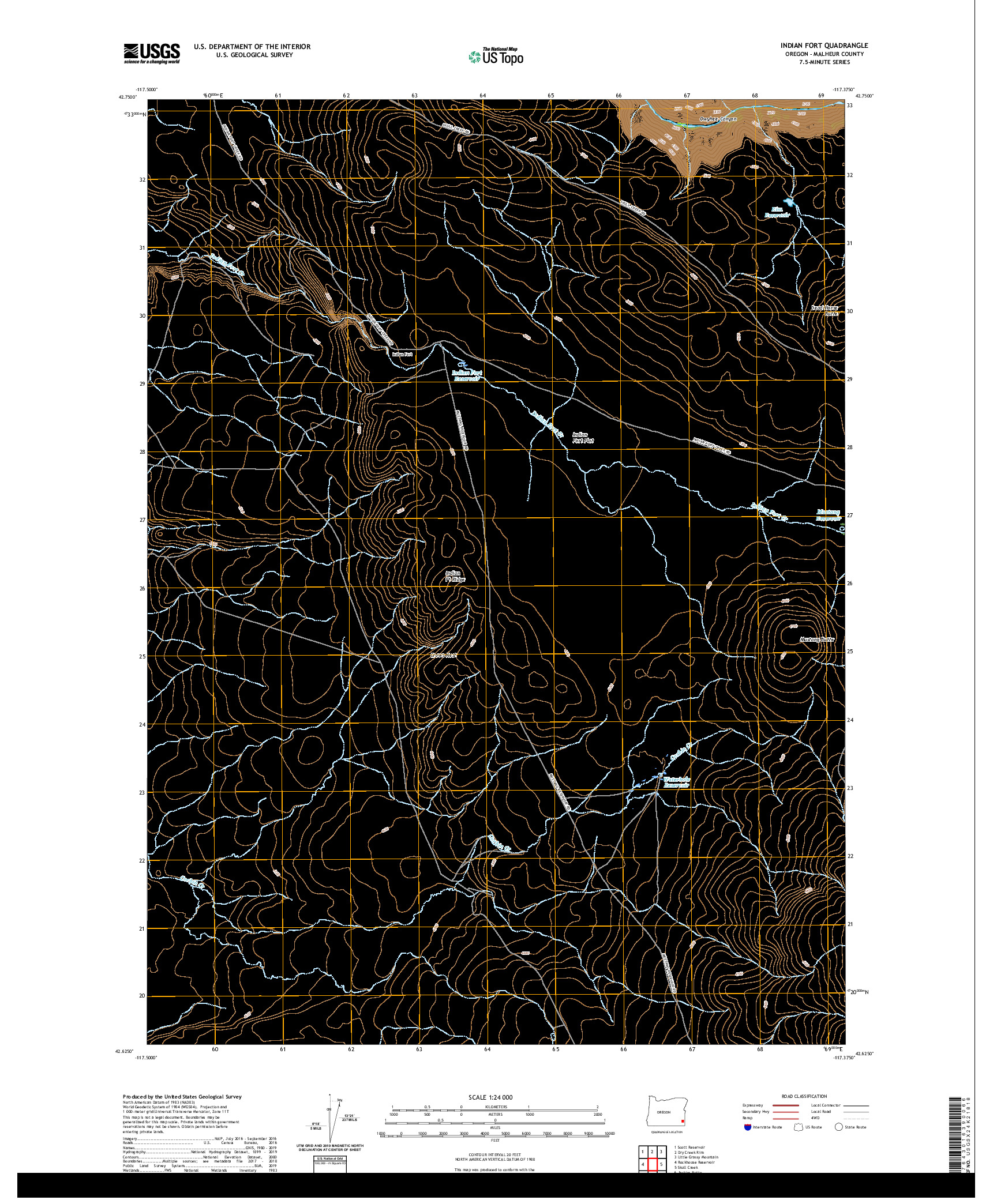 USGS US TOPO 7.5-MINUTE MAP FOR INDIAN FORT, OR 2020