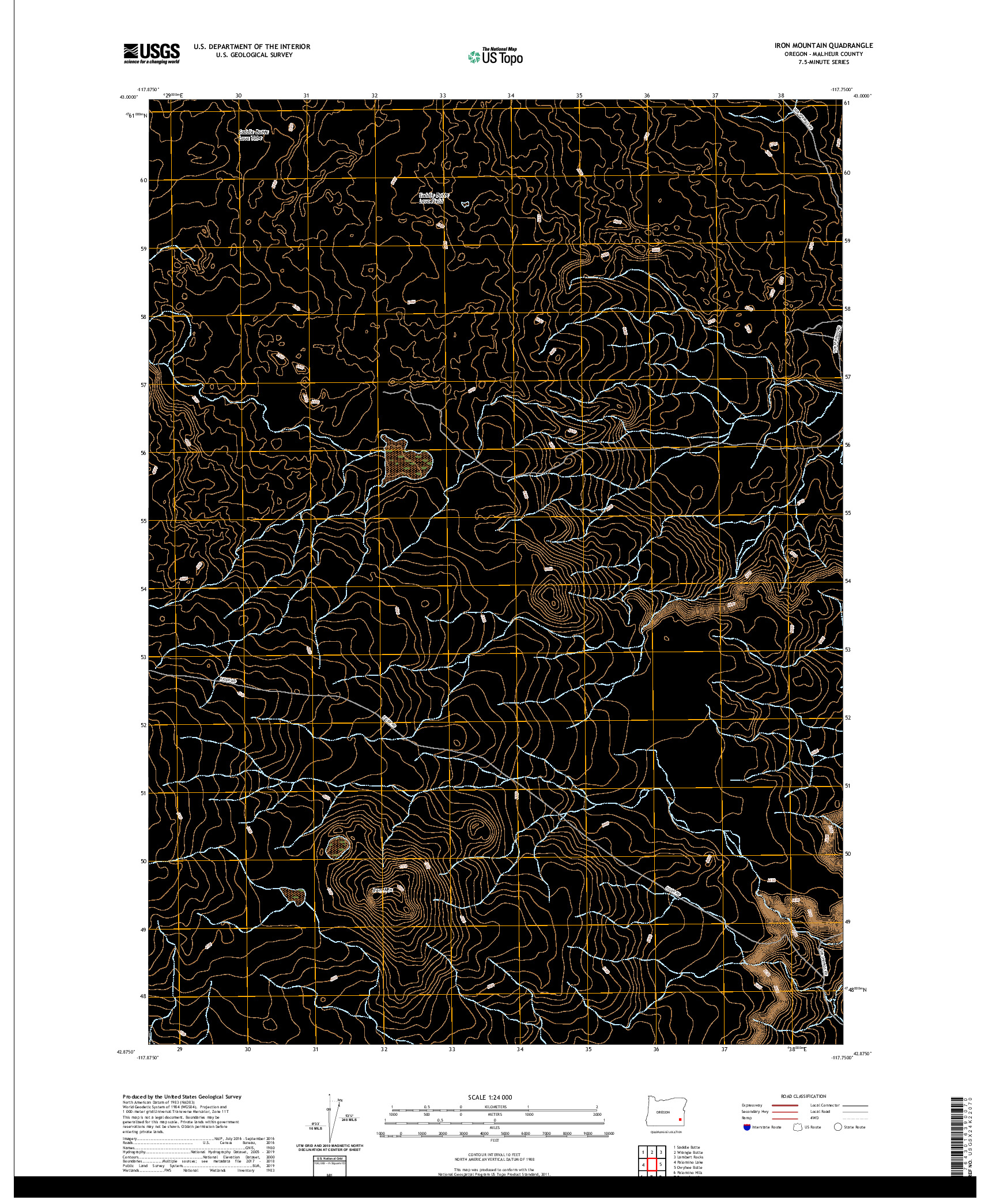 USGS US TOPO 7.5-MINUTE MAP FOR IRON MOUNTAIN, OR 2020